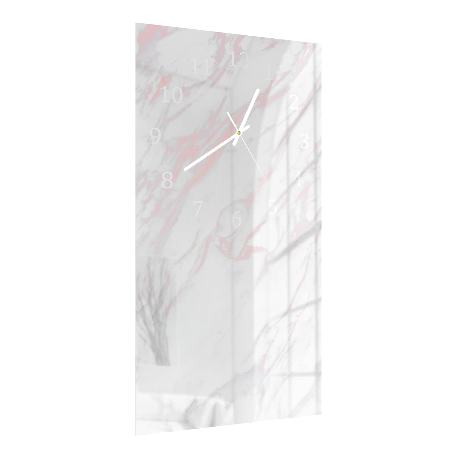 Wandklok 30x60  - Gehard Glas - Roze en Wit Marmer