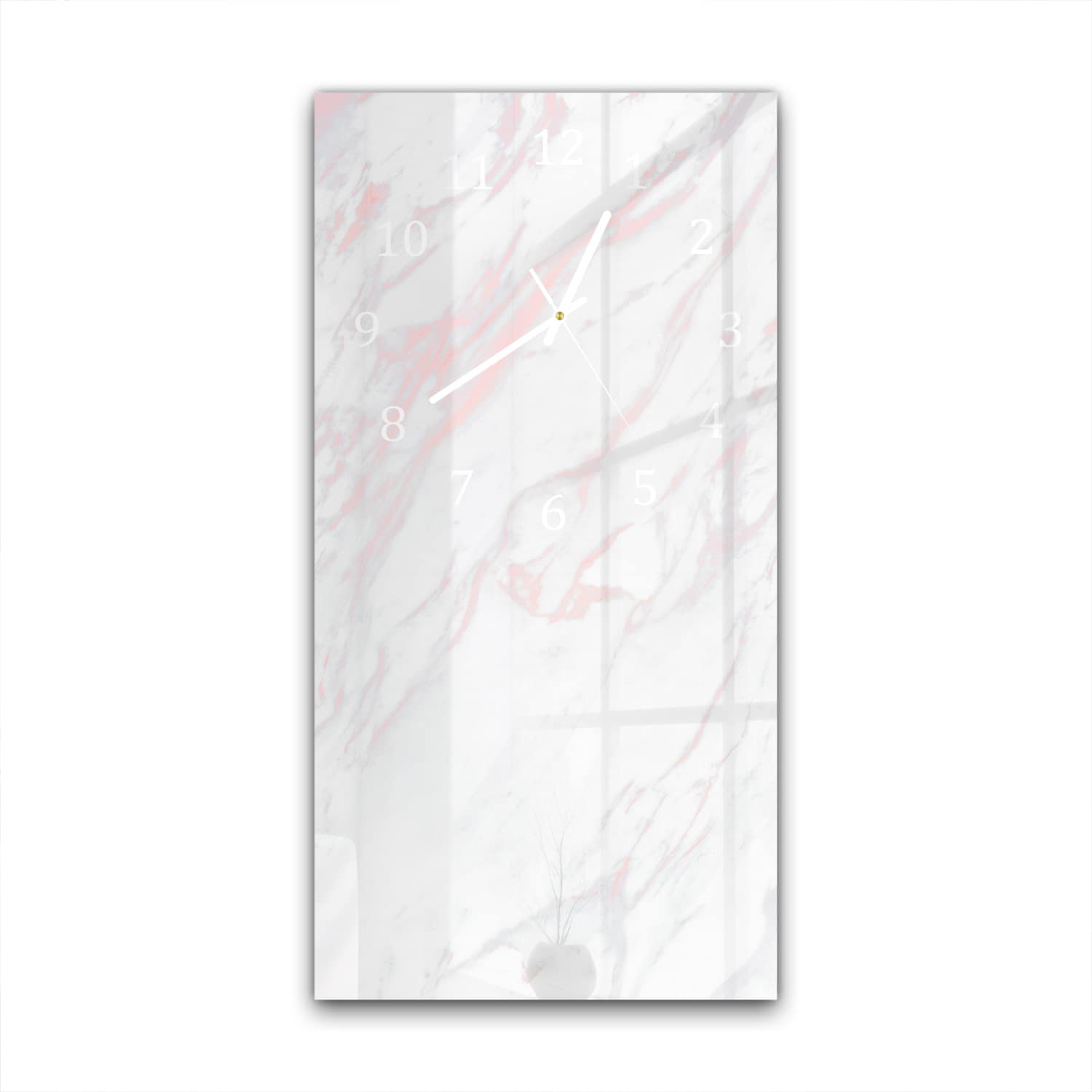 Wandklok 30x60  - Gehard Glas - Roze en Wit Marmer