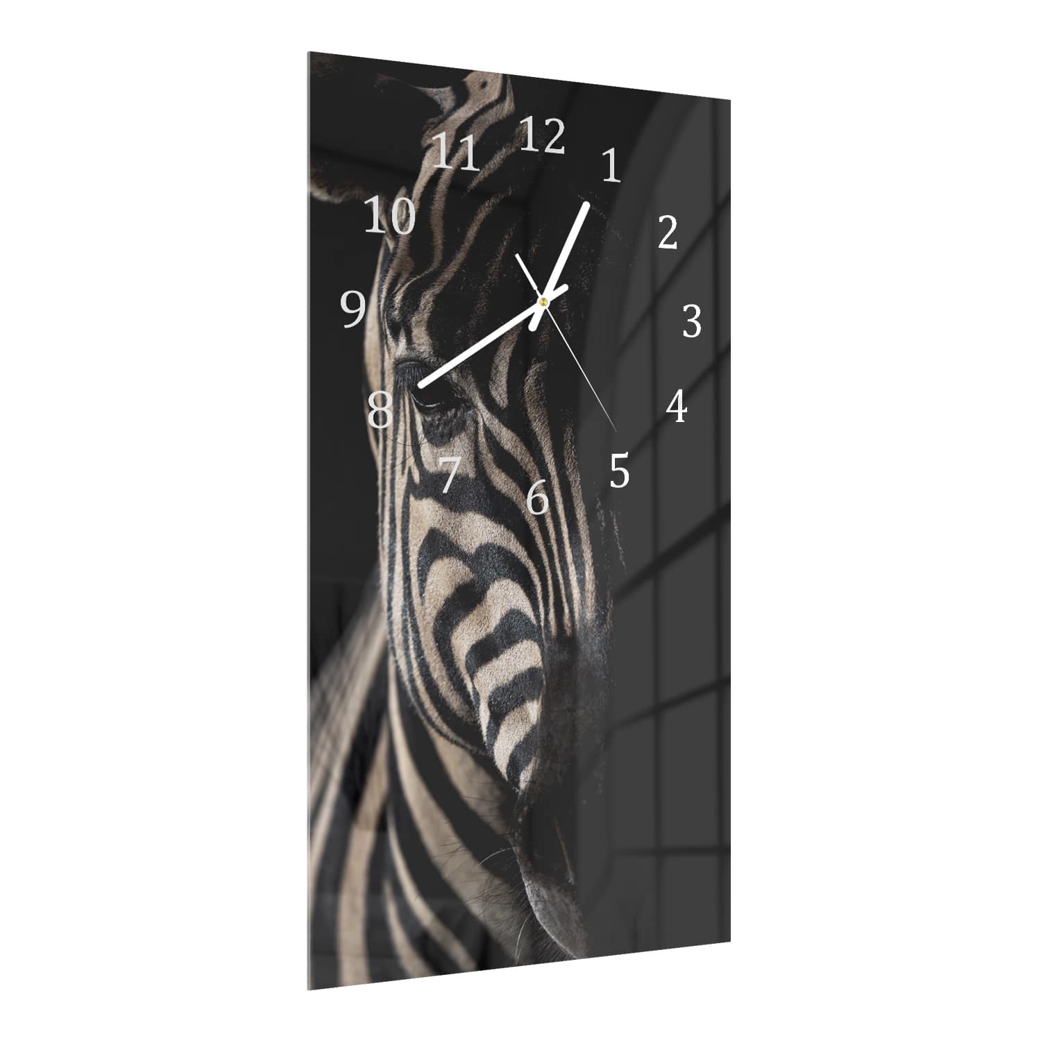 Wandklok 30x60  - Gehard Glas - Zebra in het Donker