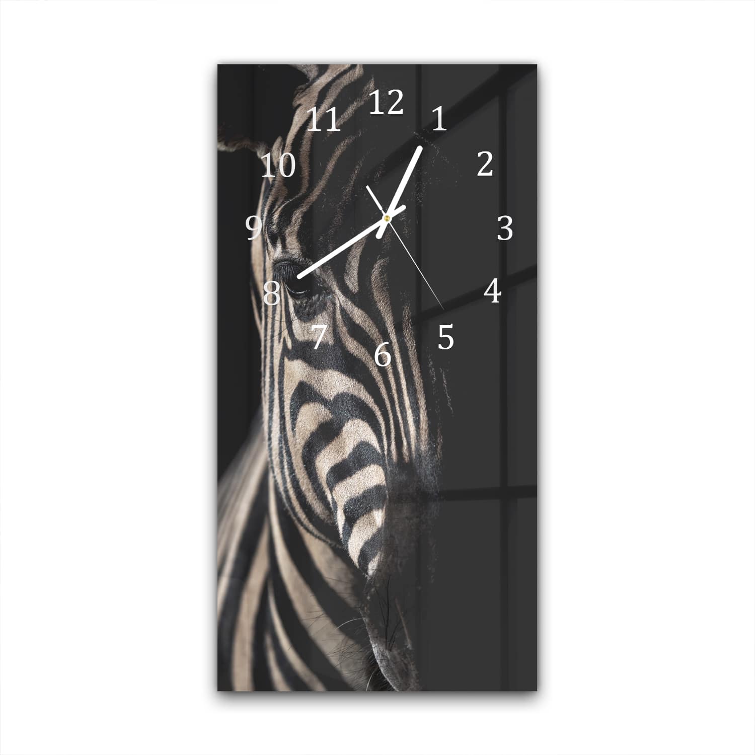 Wandklok 30x60  - Gehard Glas - Zebra in het Donker