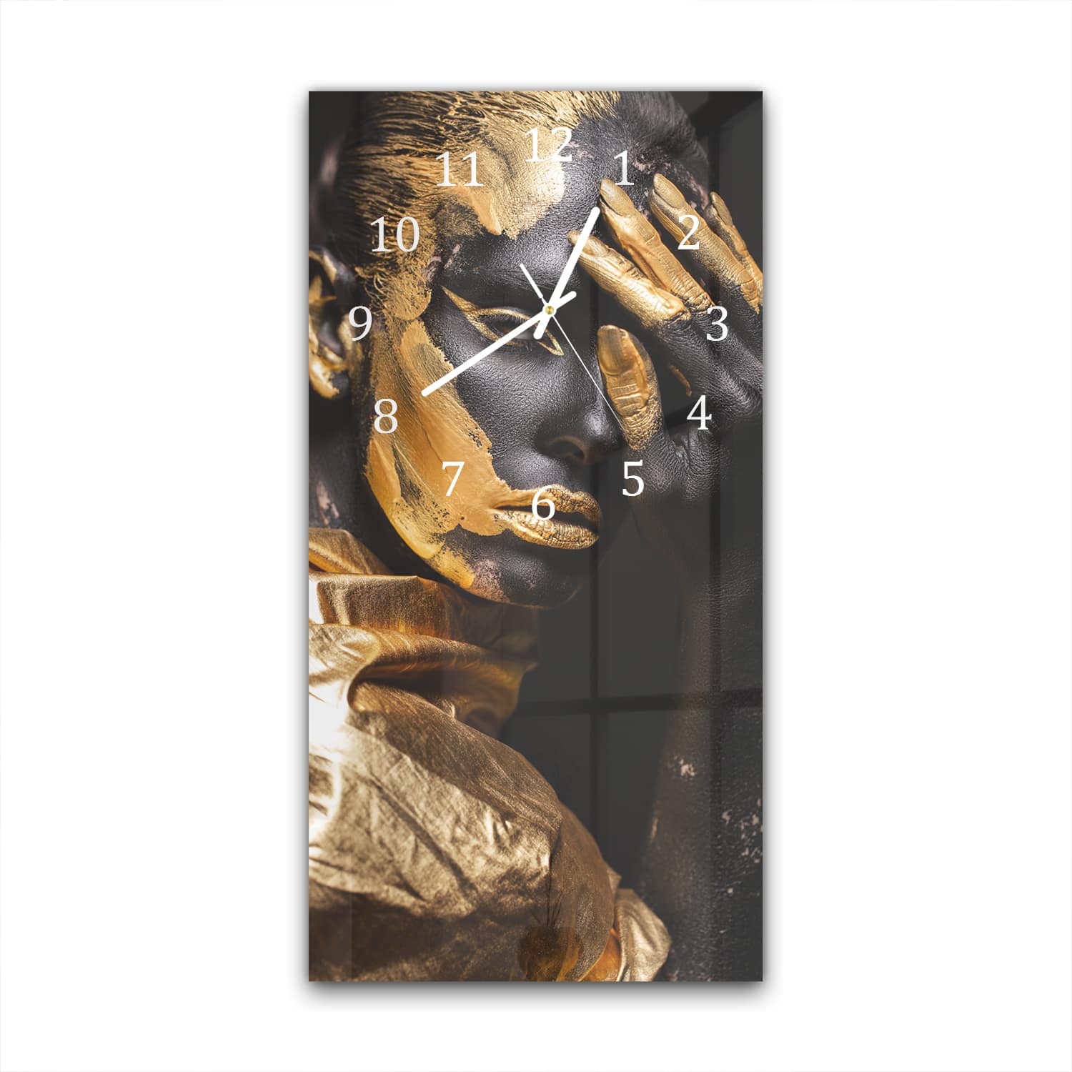 Wandklok 30x60  - Gehard Glas - Vrouw in Zwart en Goud