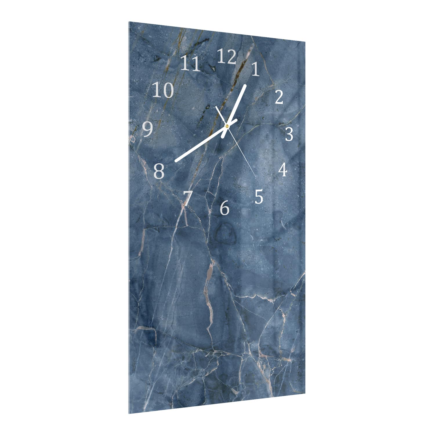 Wandklok 30x60  - Gehard Glas - Oceaanblauw Marmer