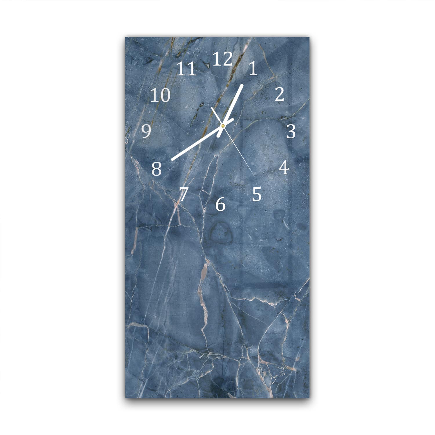 Wandklok 30x60  - Gehard Glas - Oceaanblauw Marmer