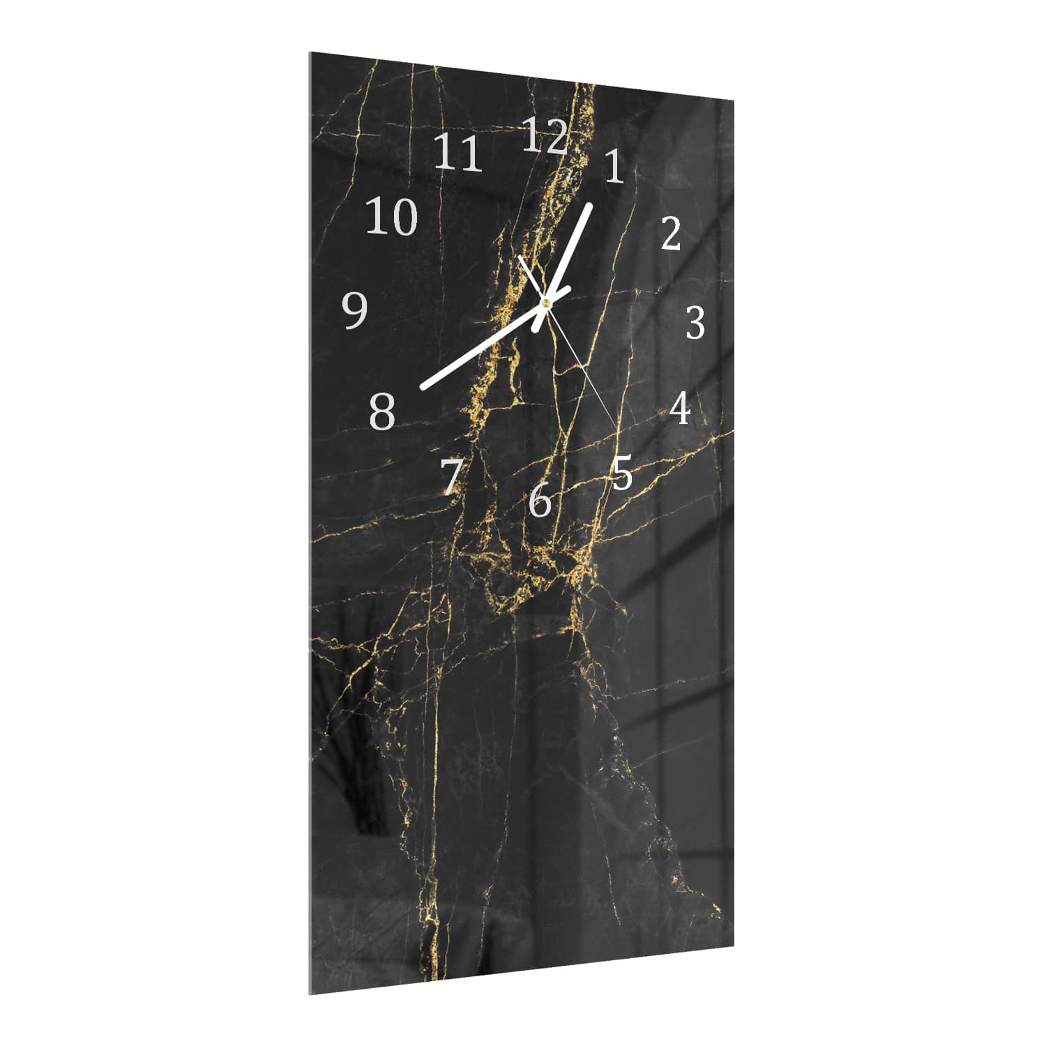 Wandklok 30x60  - Gehard Glas - Elegante Zwart-Gouden Marmer