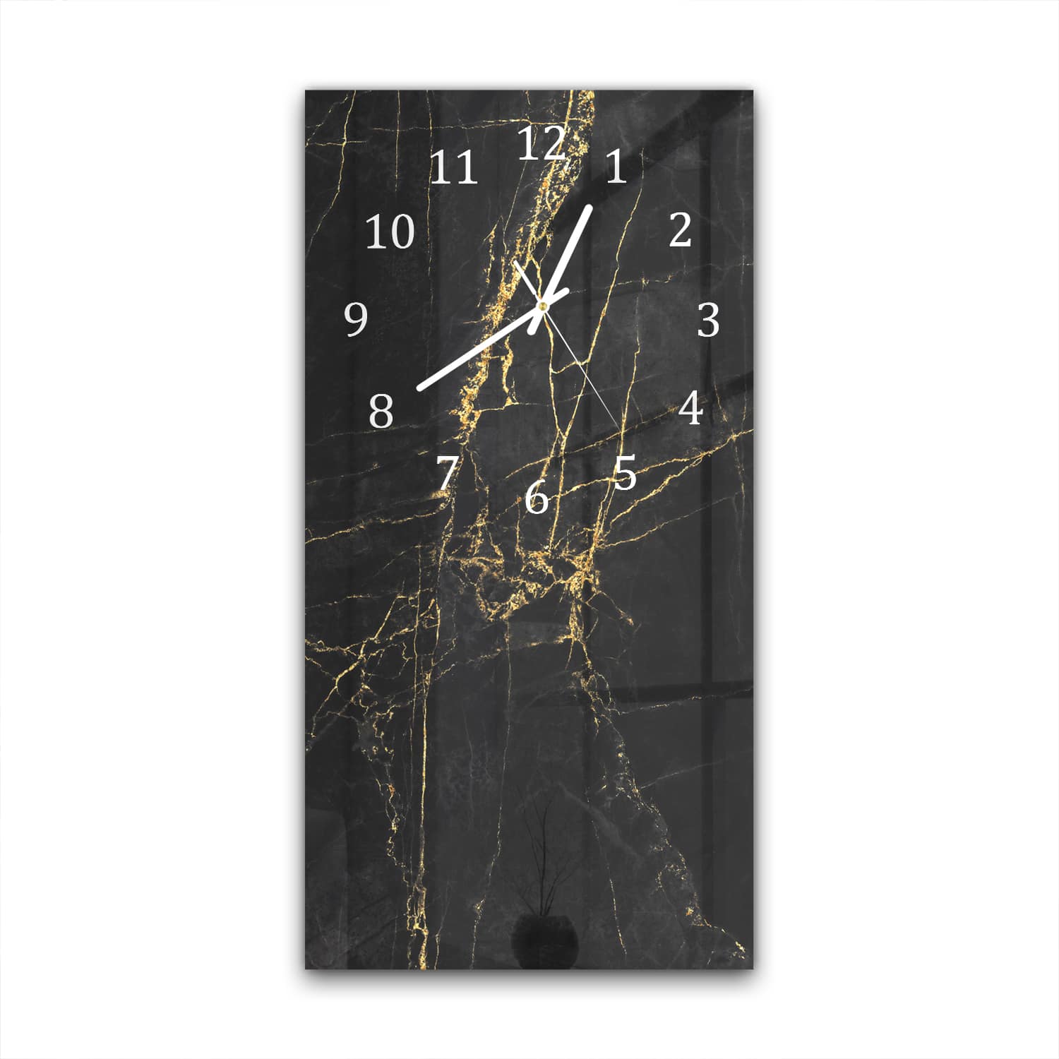 Wandklok 30x60  - Gehard Glas - Elegante Zwart-Gouden Marmer