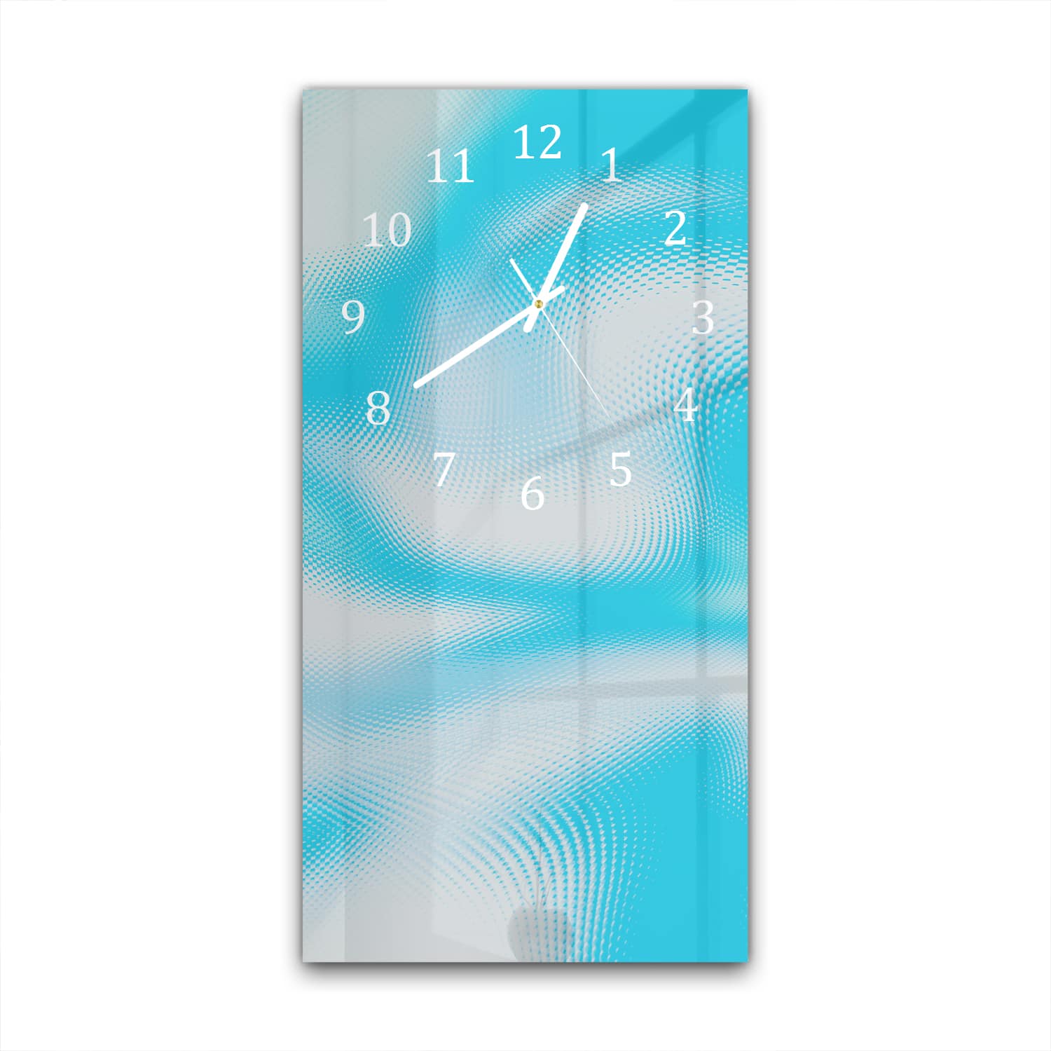 Wandklok 30x60  - Gehard Glas - Blauw & Witte Abstractie