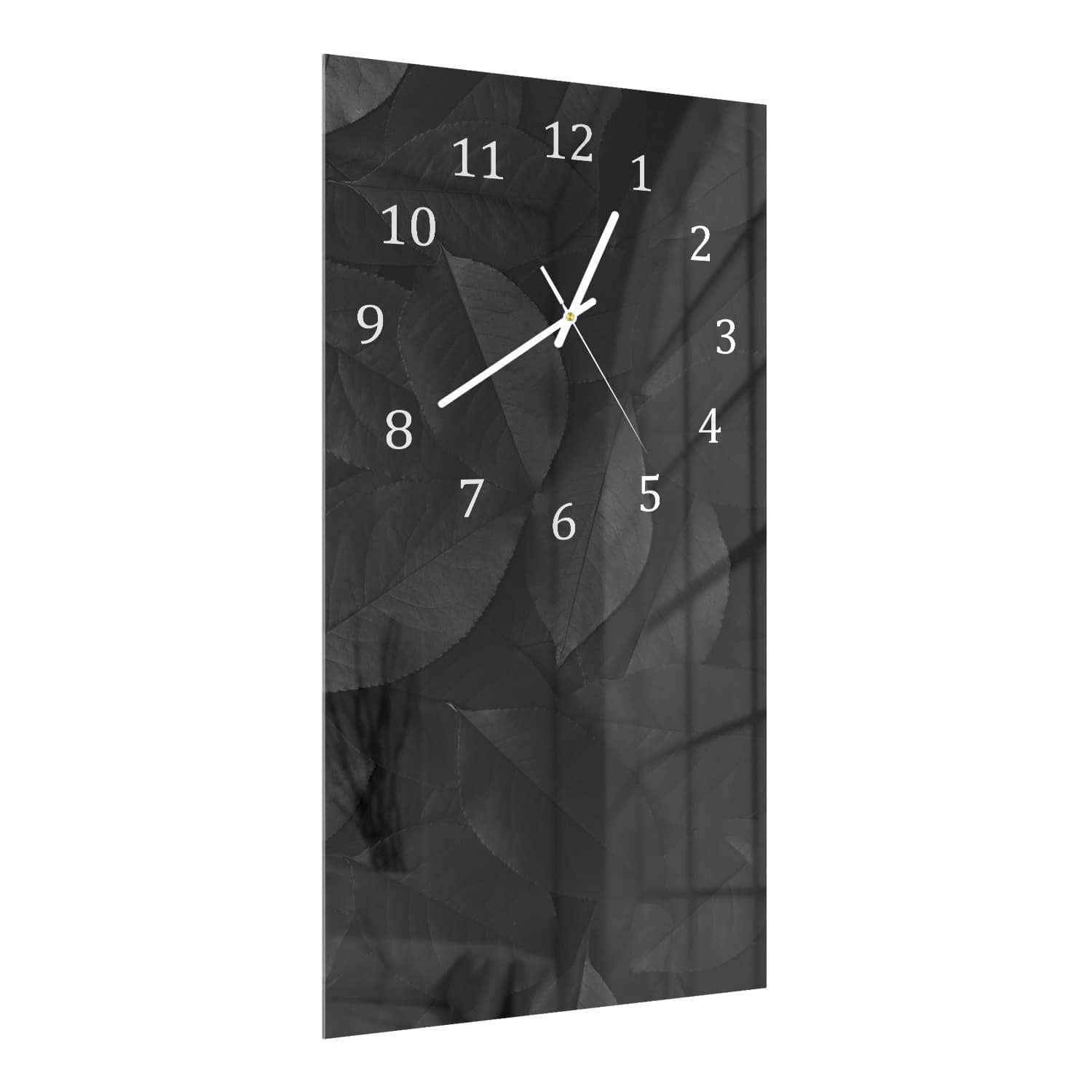 Wandklok 30x60  - Gehard Glas - Zwarte Bladeren