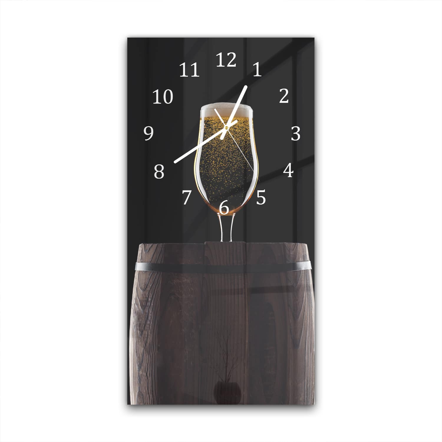 Wandklok 30x60  - Gehard Glas - Bierglas op Houten Vat