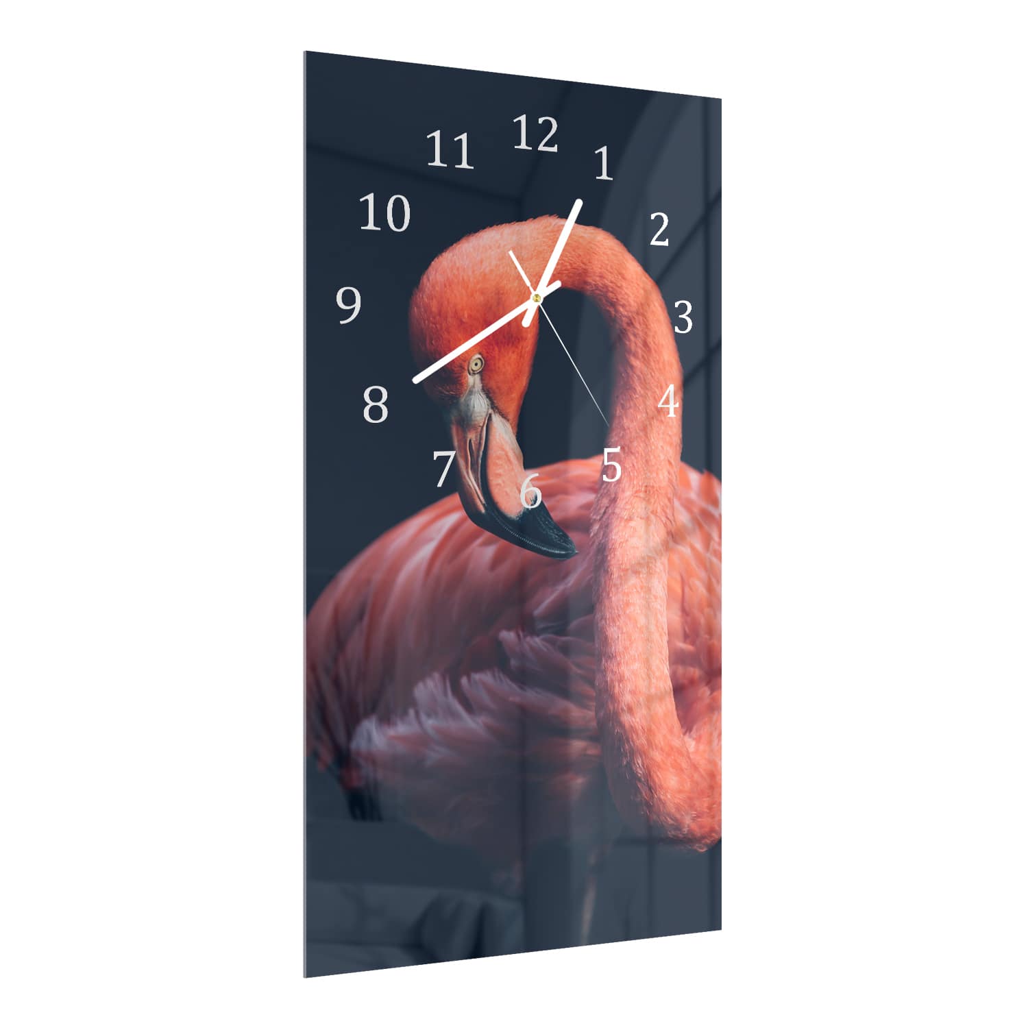 Wandklok 30x60  - Gehard Glas - Roze Flamingo