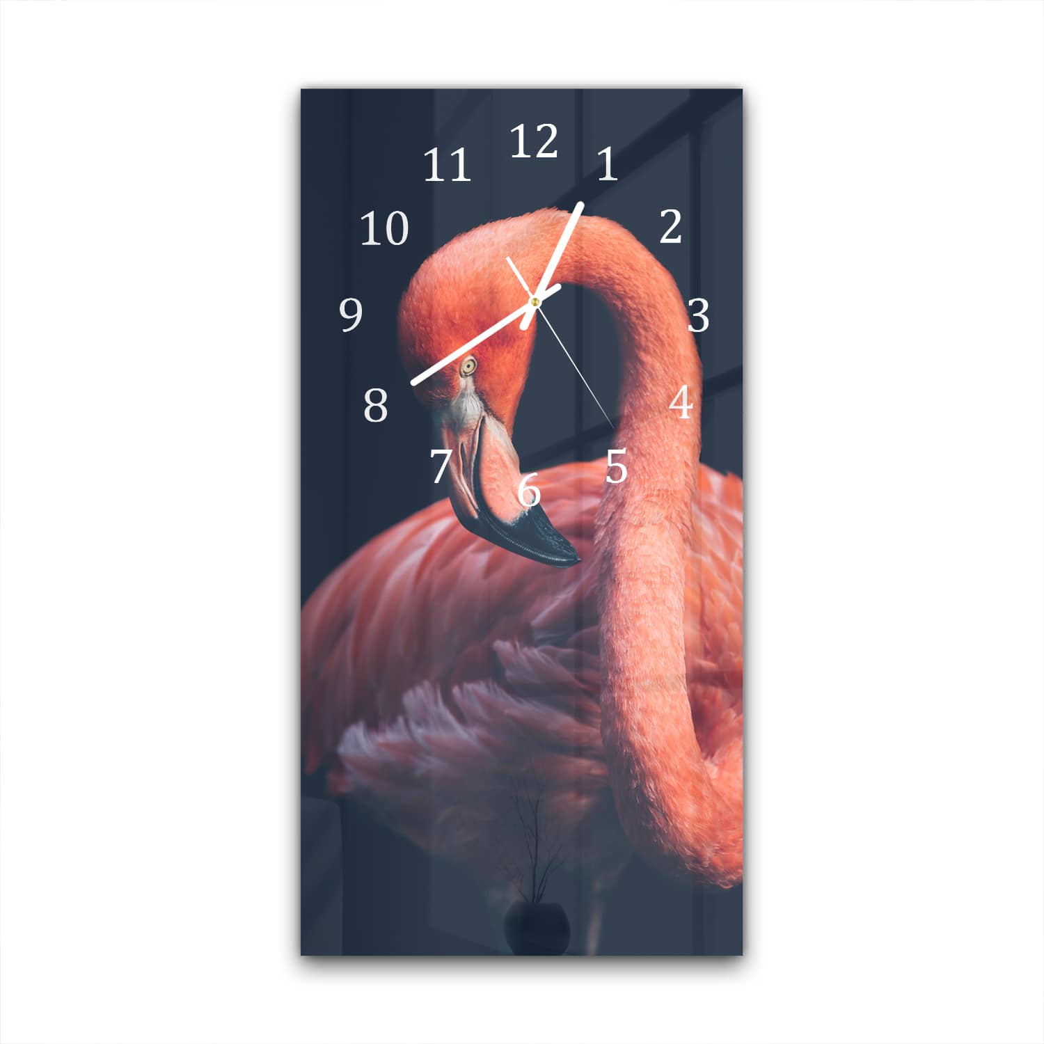 Wandklok 30x60  - Gehard Glas - Roze Flamingo