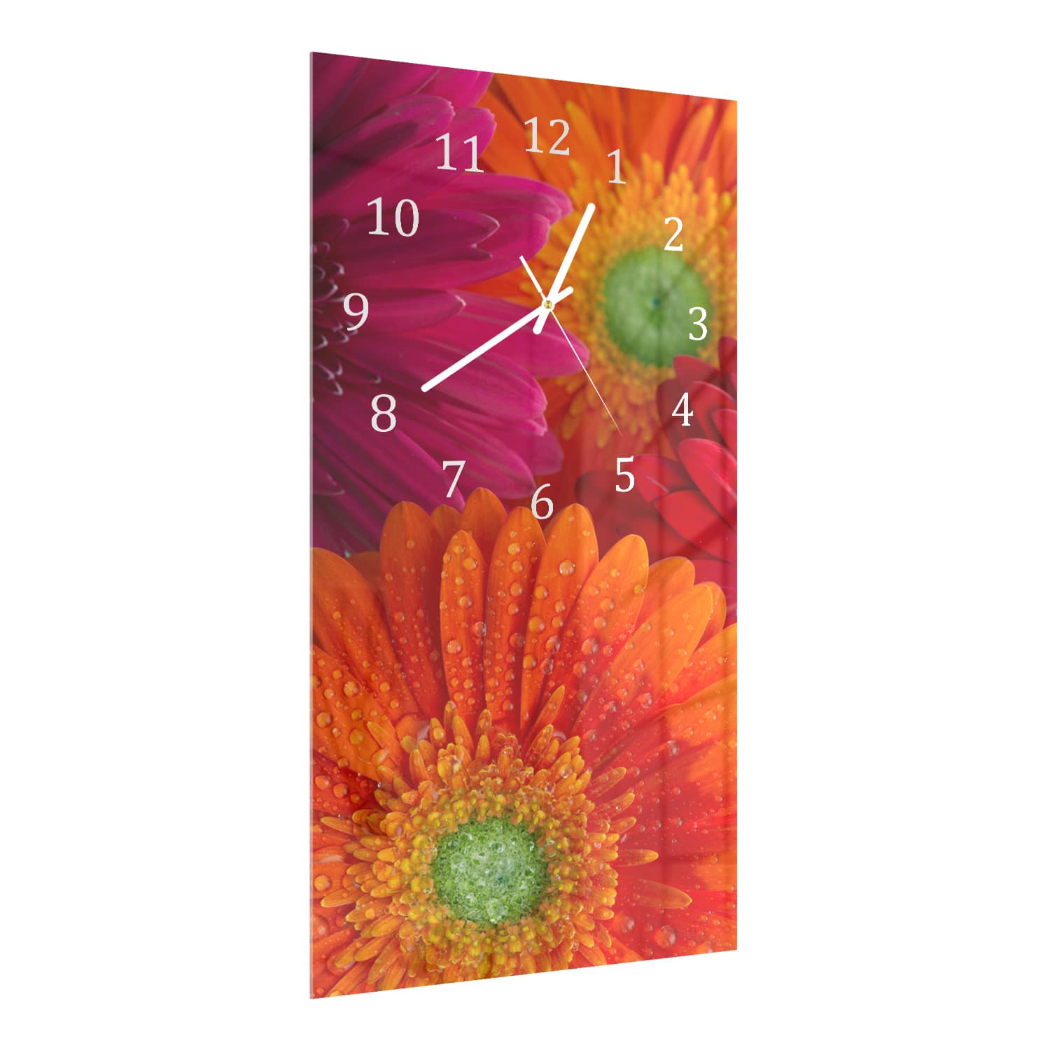 Wandklok 30x60  - Gehard Glas - Stralende Gerbera's