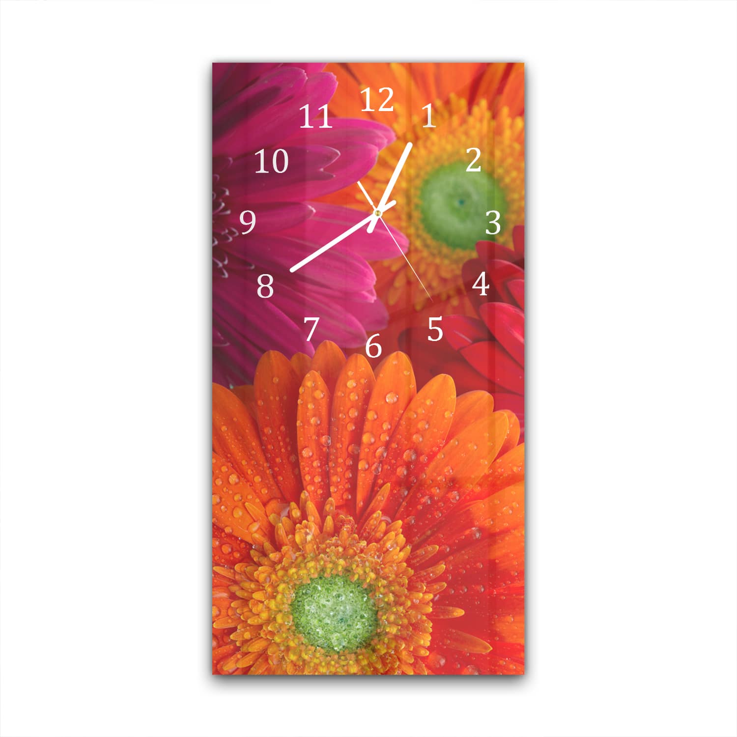 Wandklok 30x60  - Gehard Glas - Stralende Gerbera's