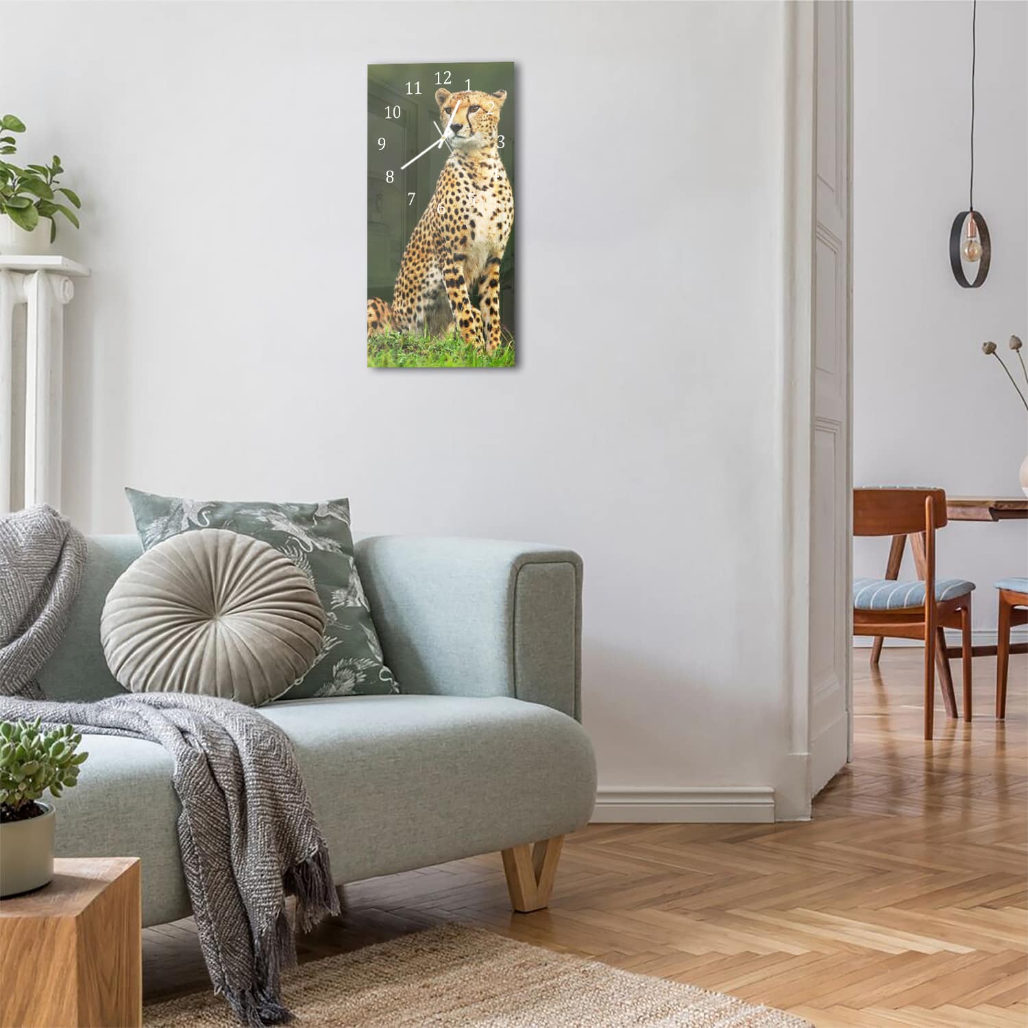 Wandklok 30x60  - Gehard Glas - Wilde Cheetah