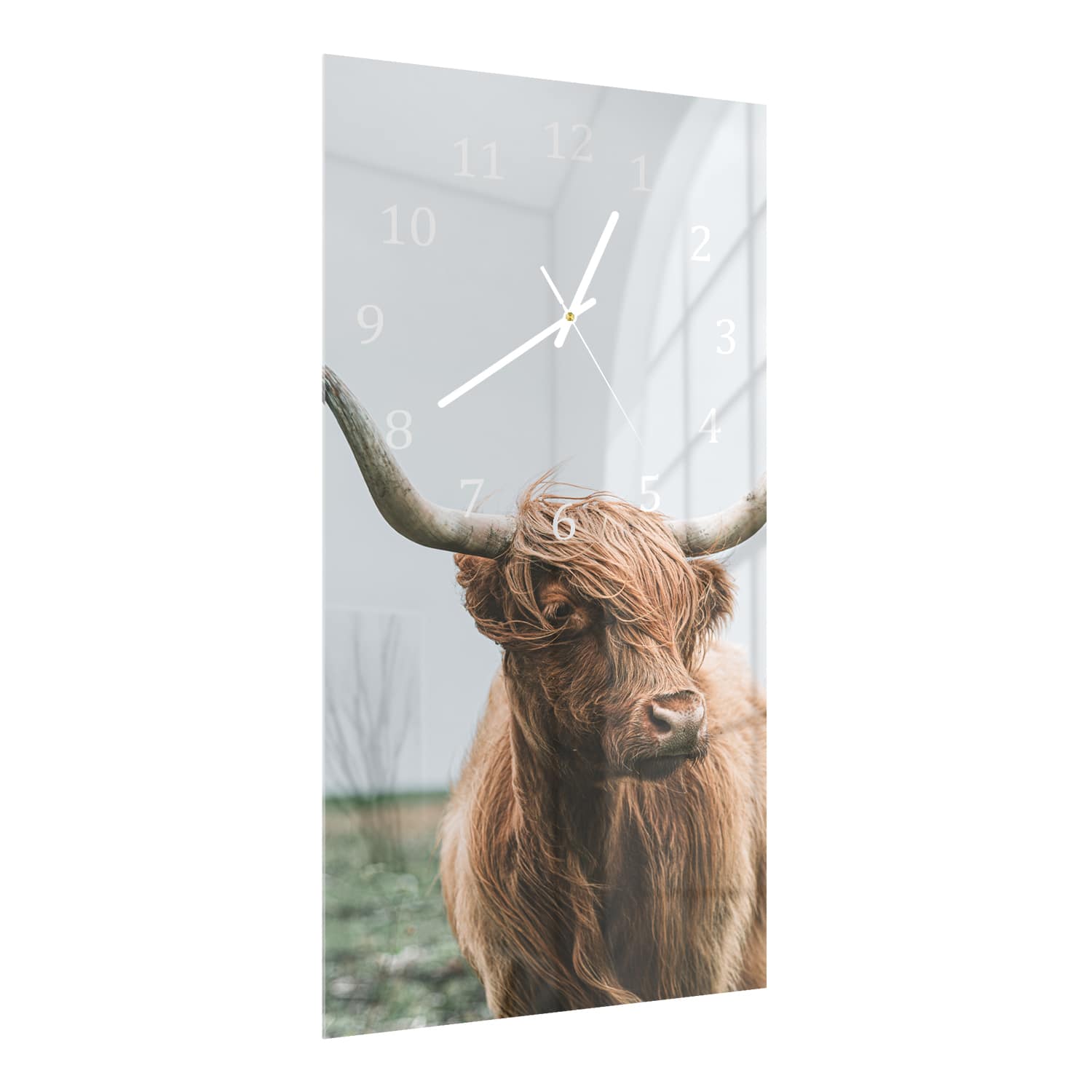 Wandklok 30x60  - Gehard Glas - Schotse Hooglander in de Wind