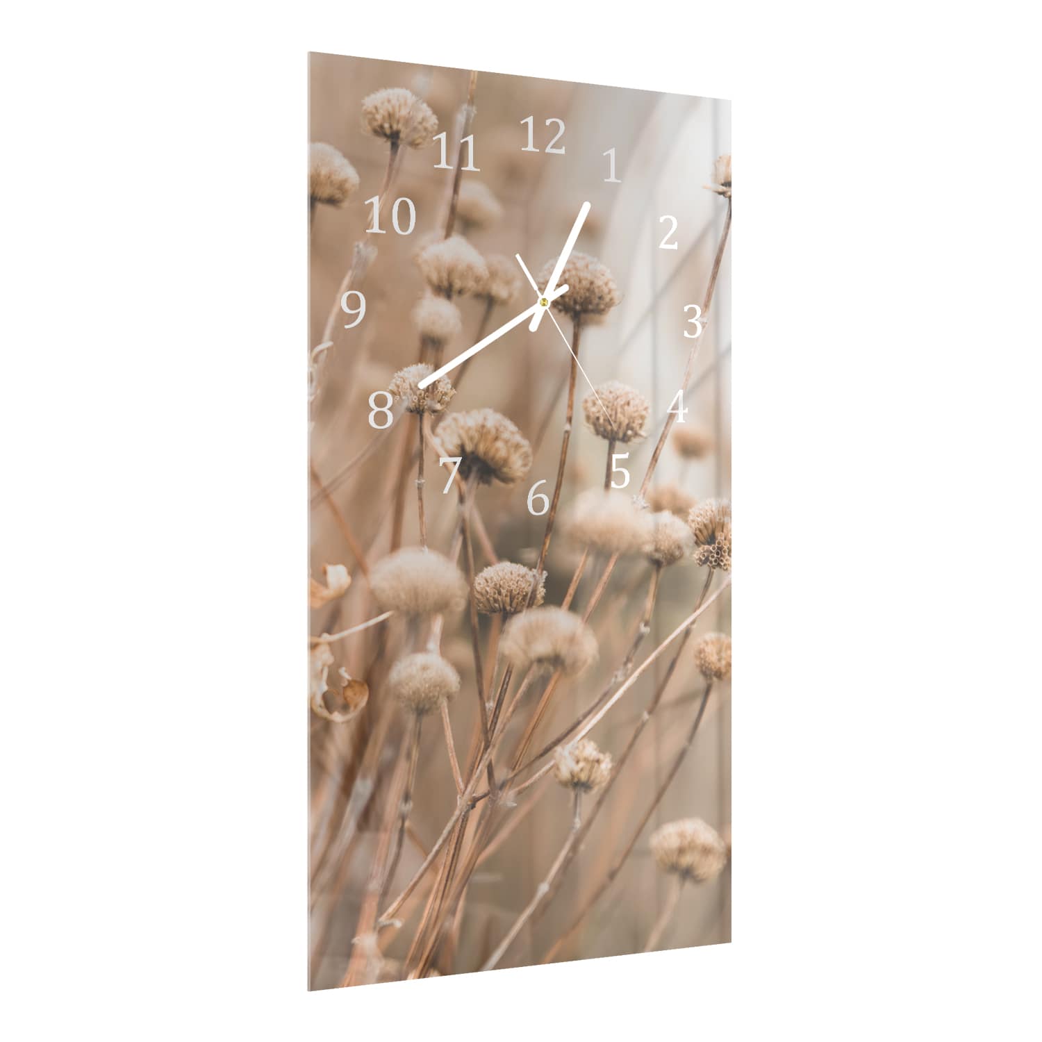 Wandklok 30x60  - Gehard Glas - Winterse Droogbloemen