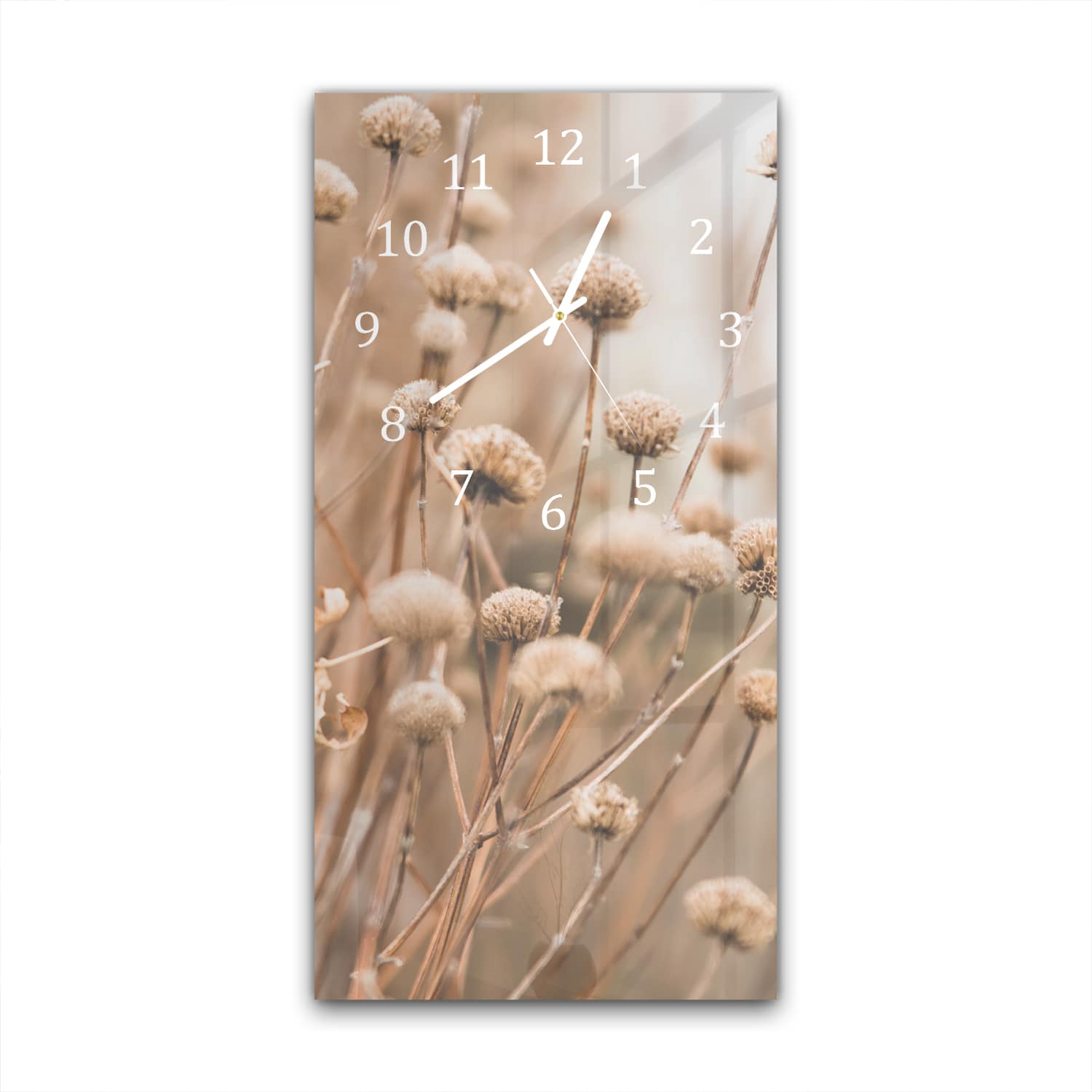 Wandklok 30x60  - Gehard Glas - Winterse Droogbloemen