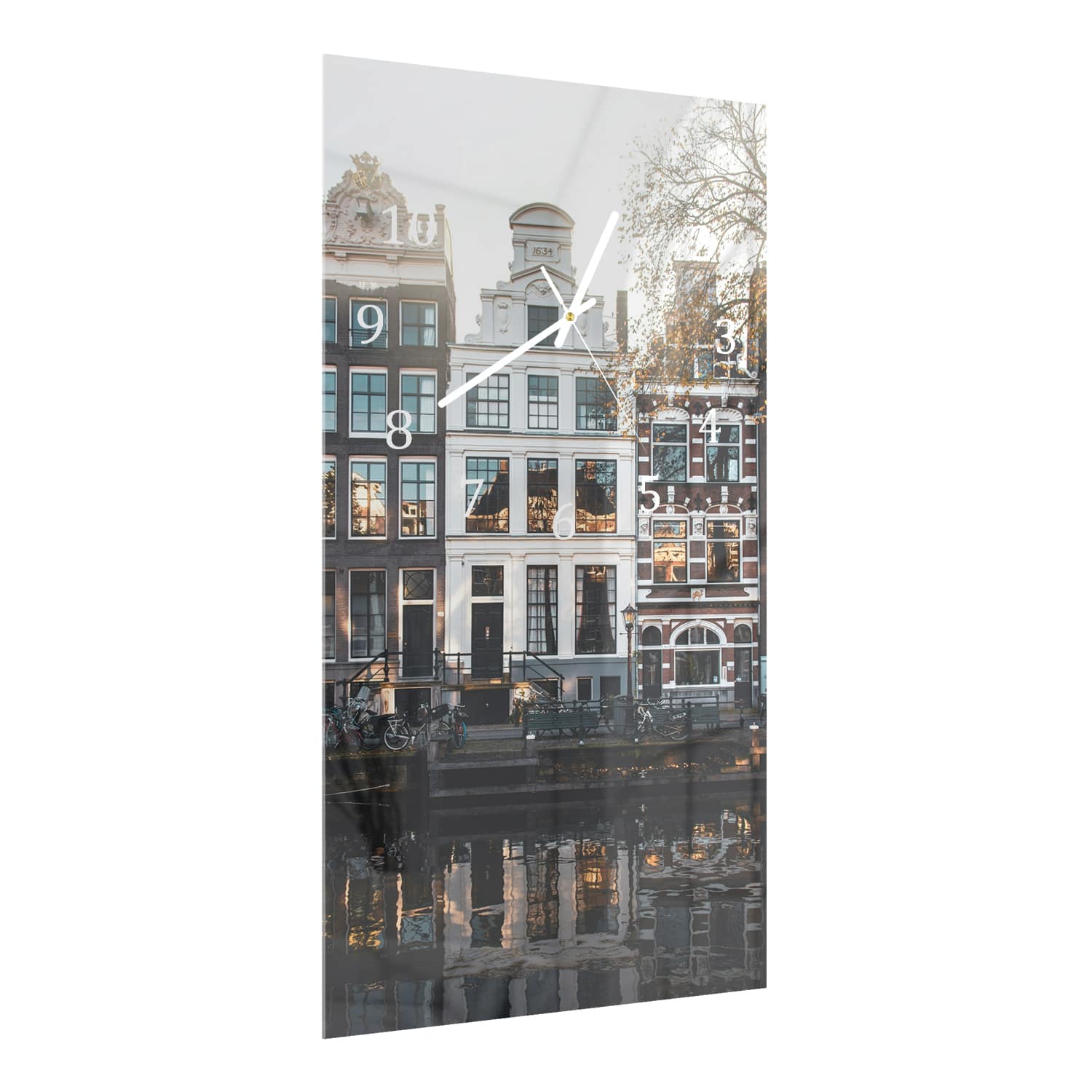 Wandklok 30x60  - Gehard Glas - Amsterdamse Grachtenpanden