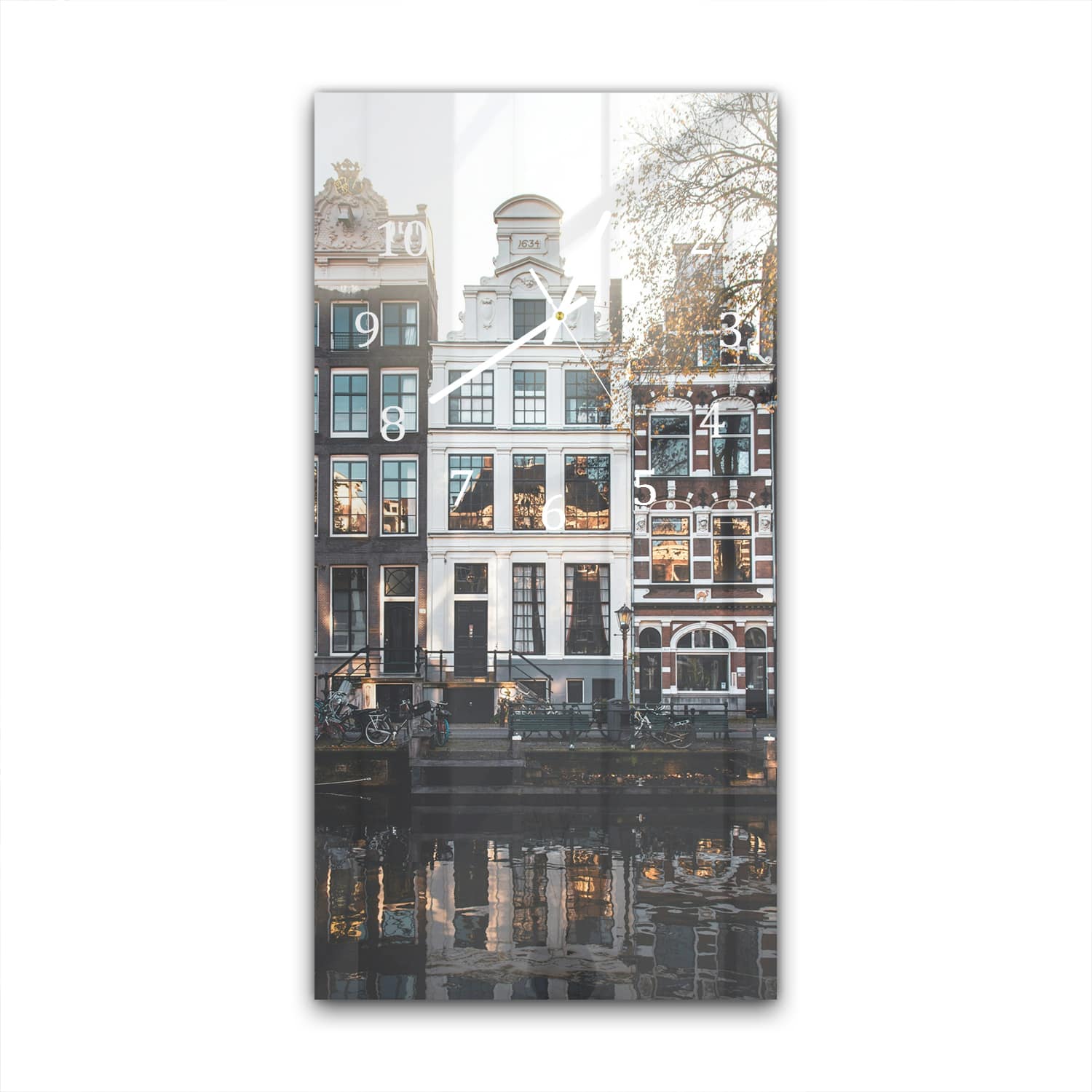 Wandklok 30x60  - Gehard Glas - Amsterdamse Grachtenpanden