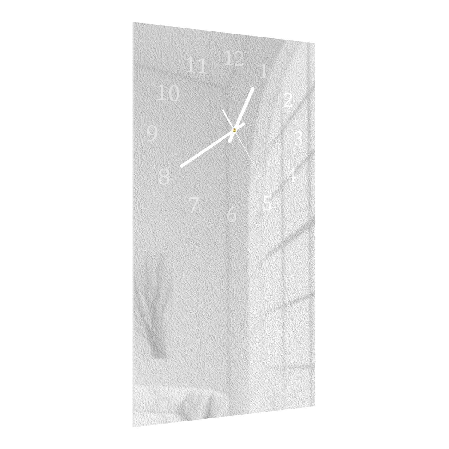 Wandklok 30x60  - Gehard Glas - Wit Leer