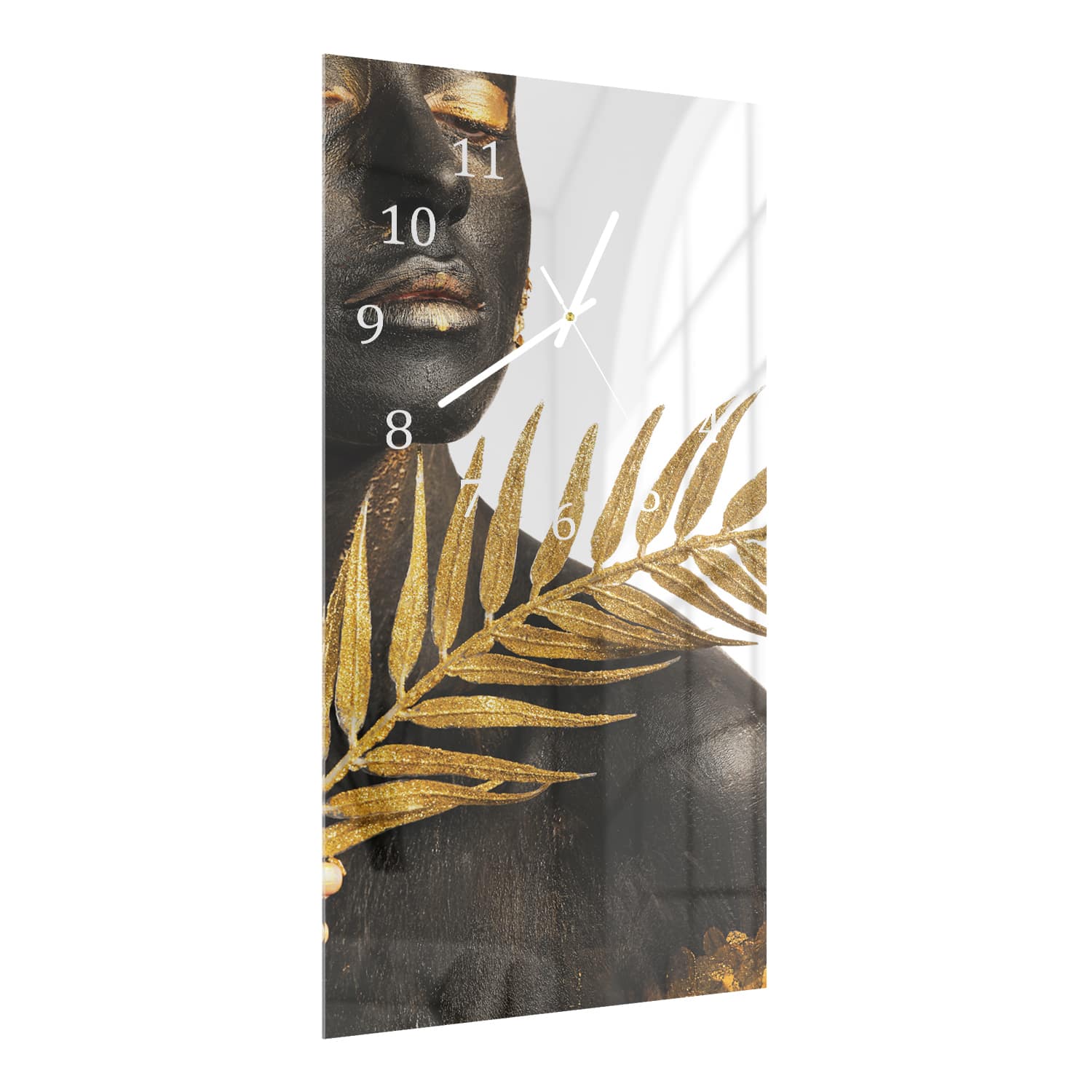 Wandklok 30x60  - Gehard Glas - Exotische Elegantie in Zwart en Goud