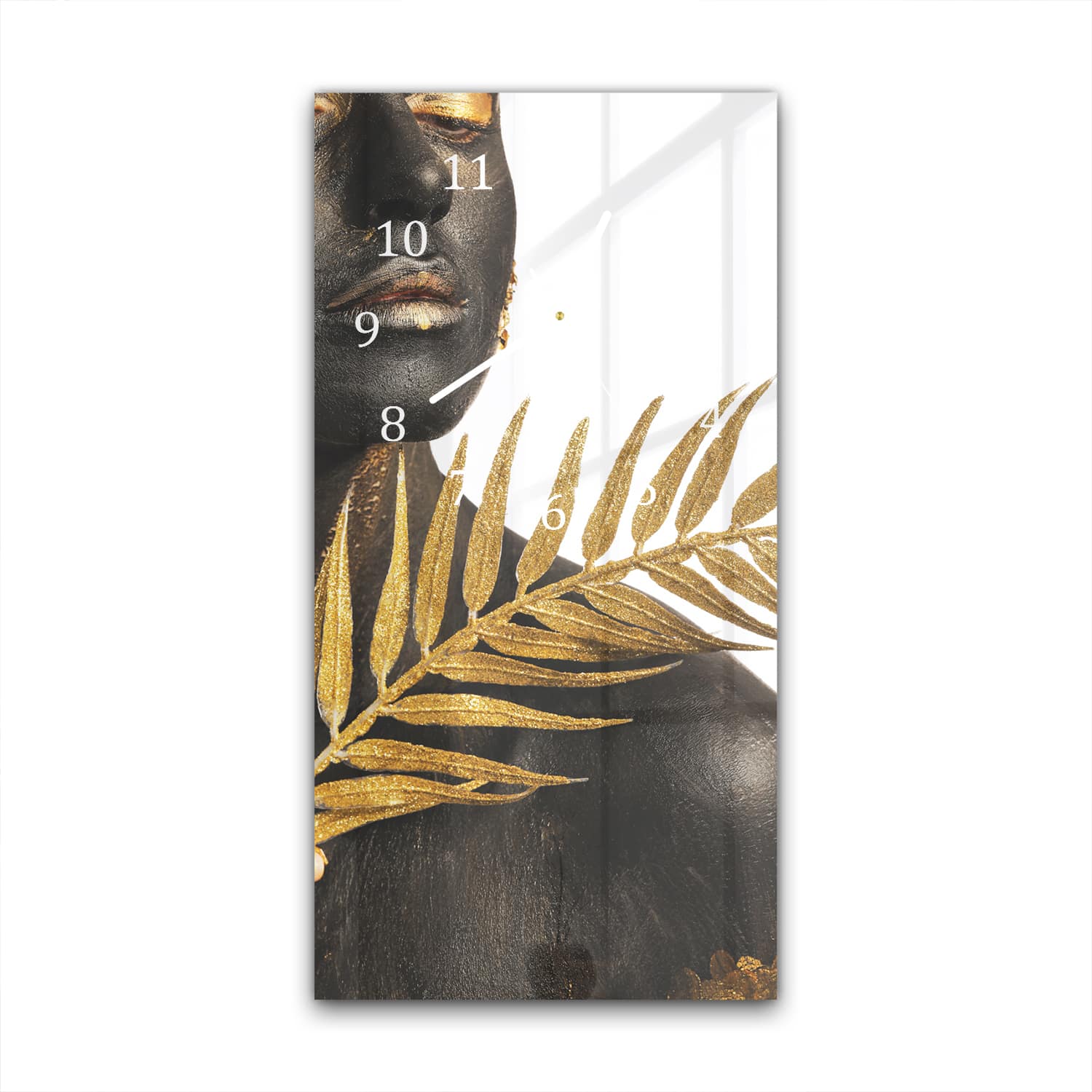 Wandklok 30x60  - Gehard Glas - Exotische Elegantie in Zwart en Goud