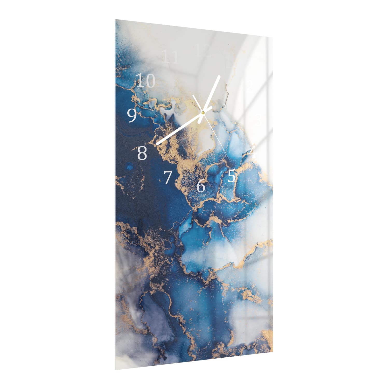 Wandklok 30x60  - Gehard Glas - Luxe Blauw-Goud Marmer