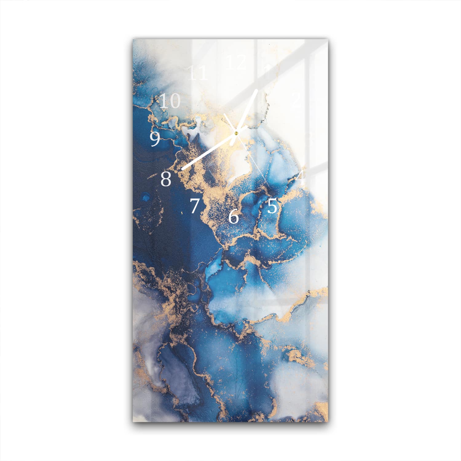 Wandklok 30x60  - Gehard Glas - Luxe Blauw-Goud Marmer