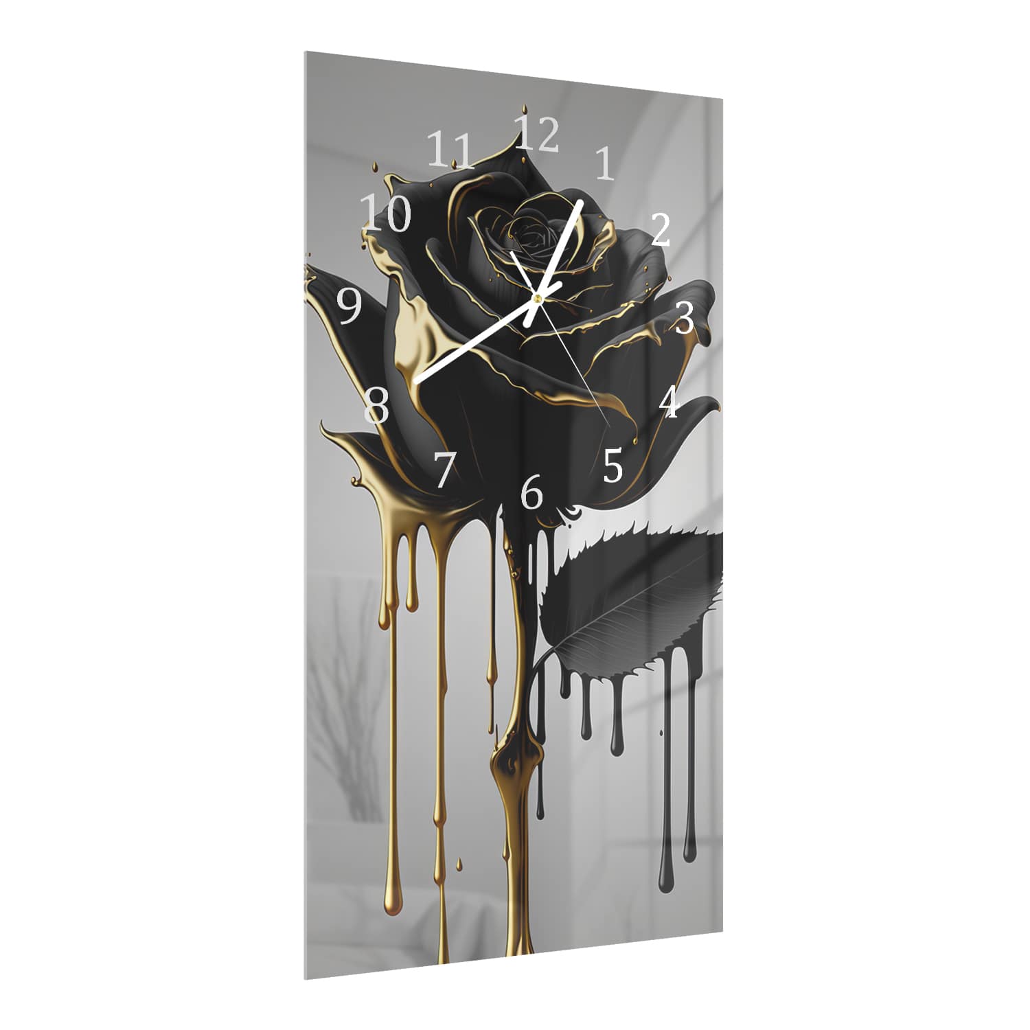 Wandklok 30x60  - Gehard Glas - Gouden Druppelende Roos