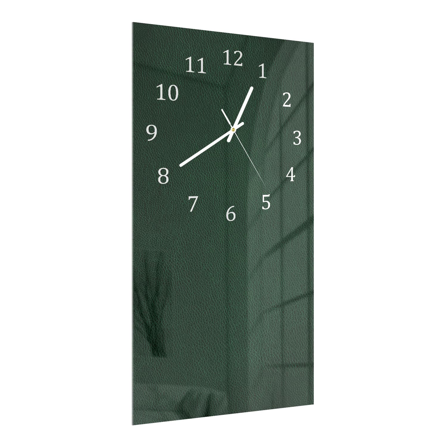 Wandklok 30x60  - Gehard Glas - Donkergroen Leer