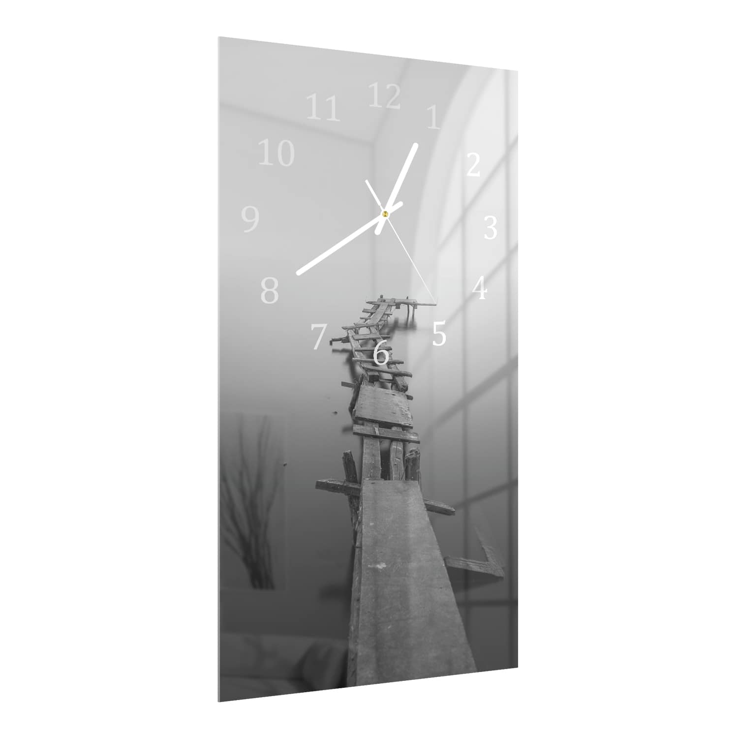 Wandklok 30x60  - Gehard Glas - Zwart-Wit Stijger