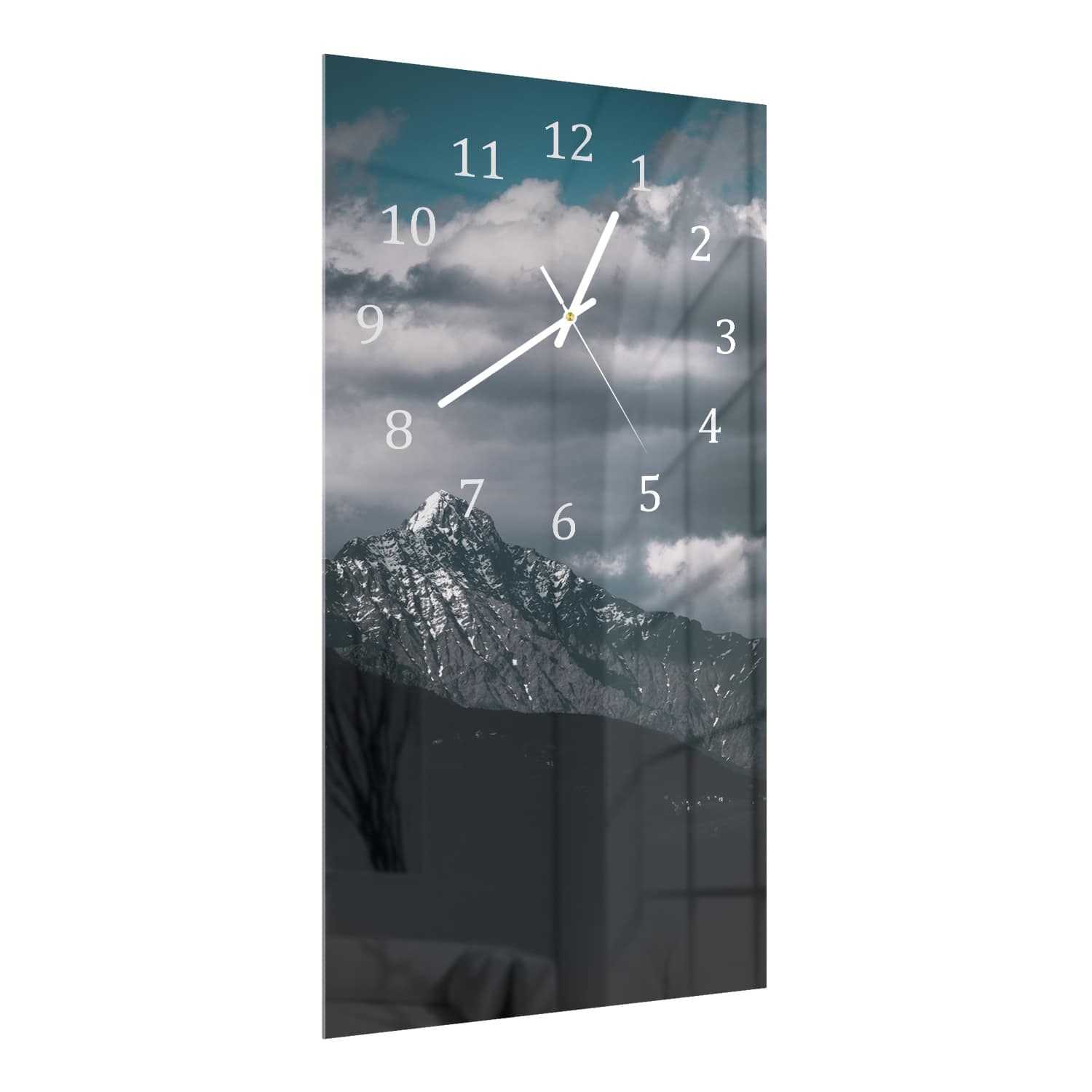 Wandklok 30x60  - Gehard Glas - Donkere Bergtoppen