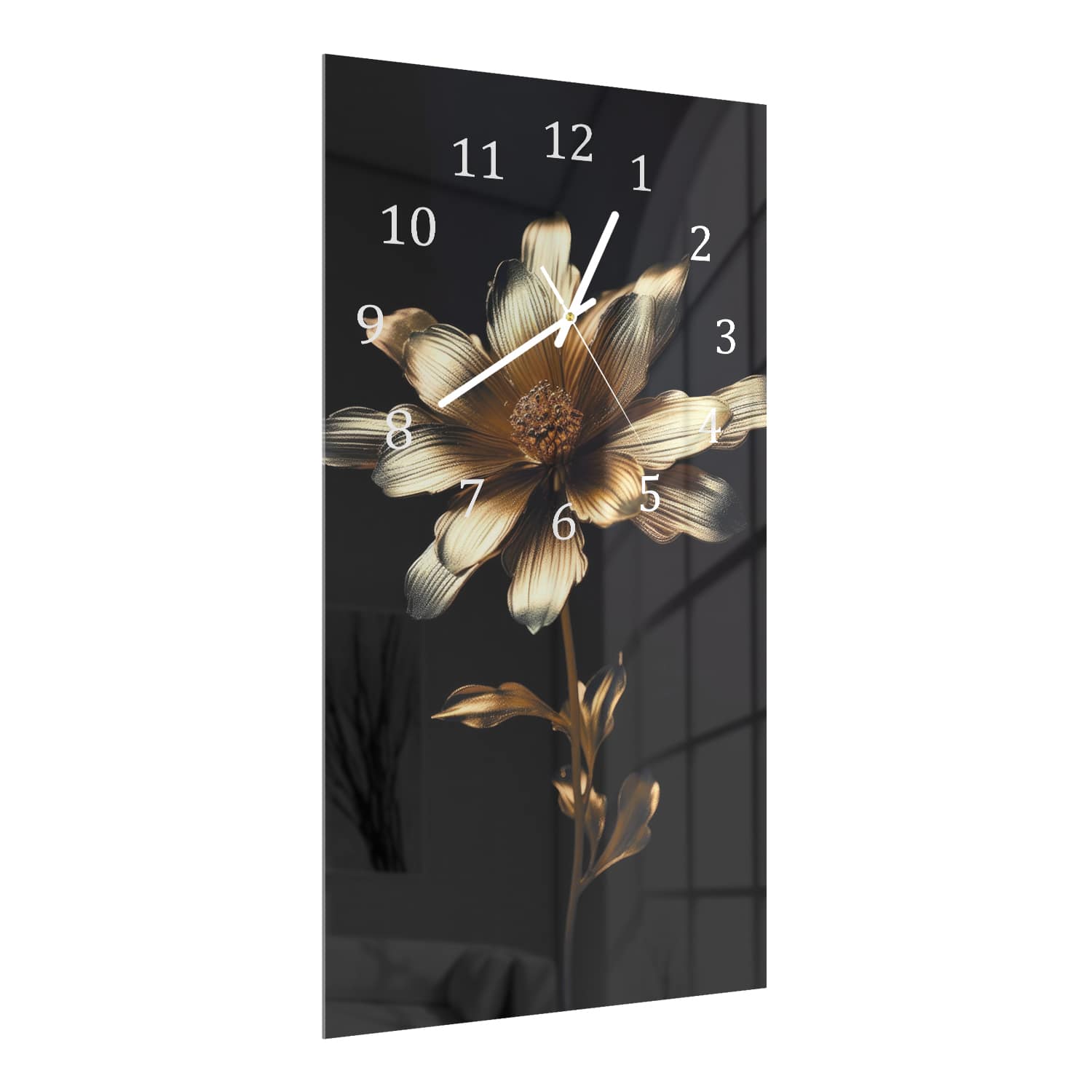 Wandklok 30x60  - Gehard Glas - Mystieke Gouden Bloem