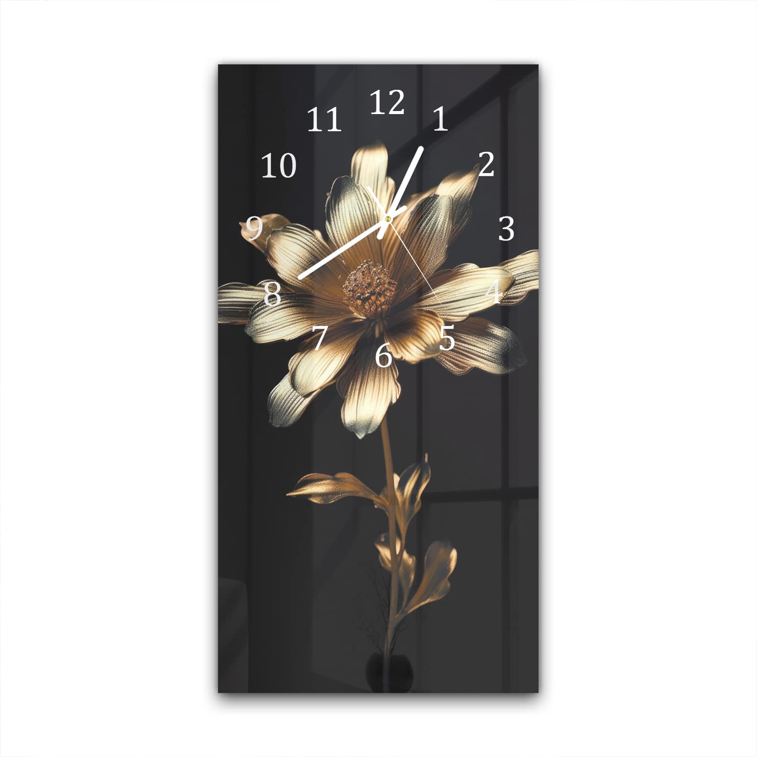 Wandklok 30x60  - Gehard Glas - Mystieke Gouden Bloem