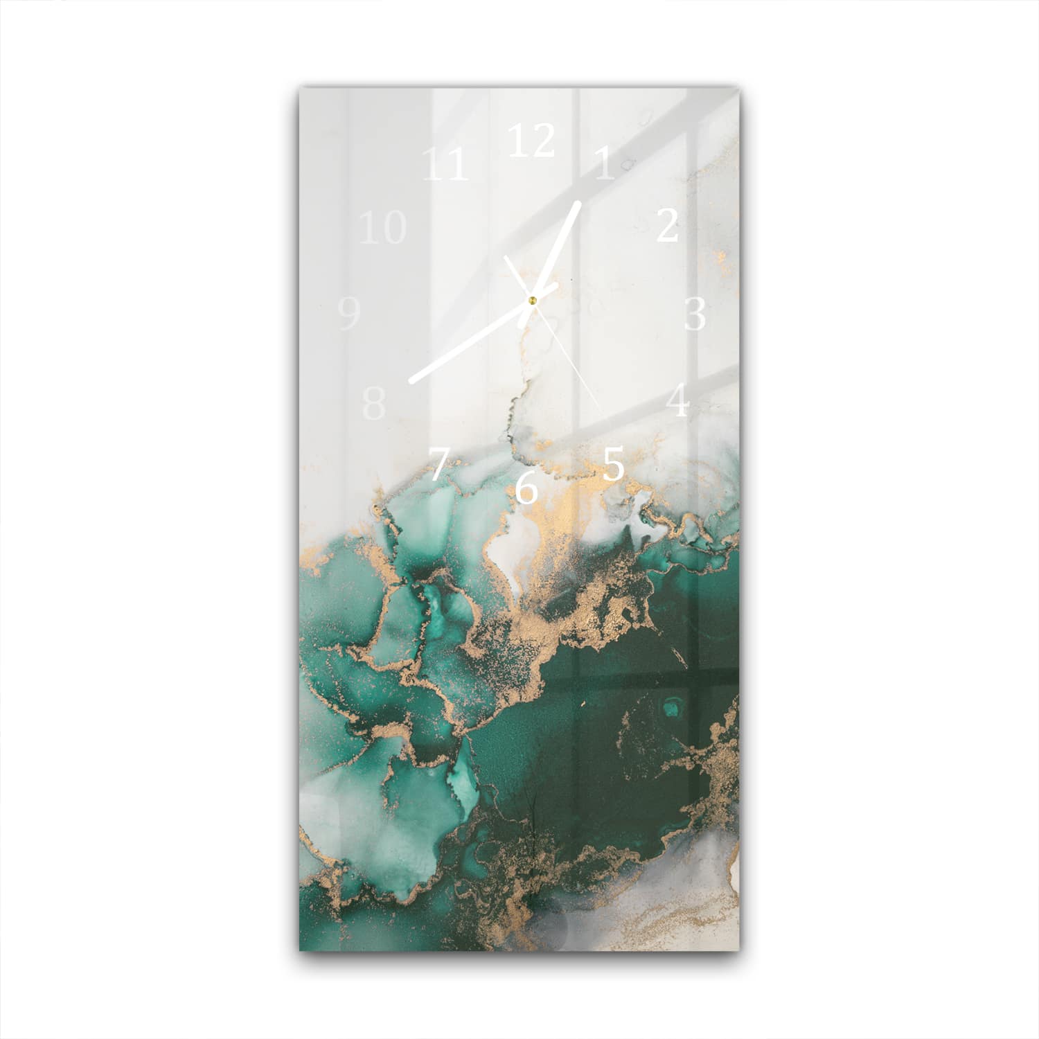 Wandklok 30x60  - Gehard Glas - Luxe Groen-Marmer