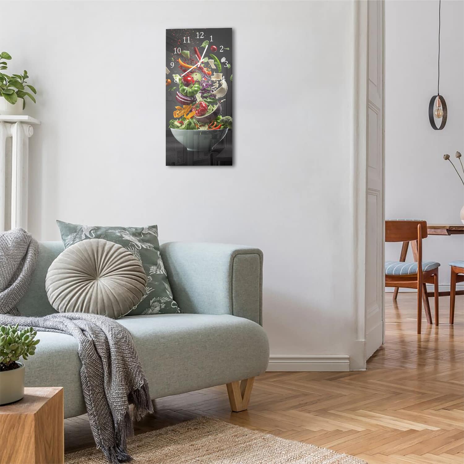 Wandklok 30x60  - Gehard Glas - Groenten Explosie