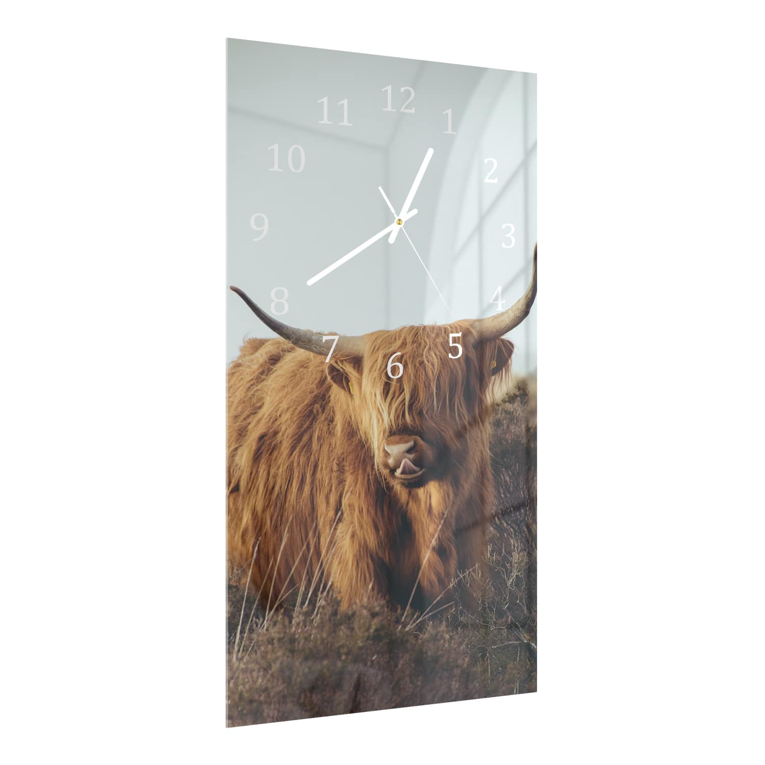 Wandklok 30x60  - Gehard Glas - Schotse Hooglander tussen het Gras