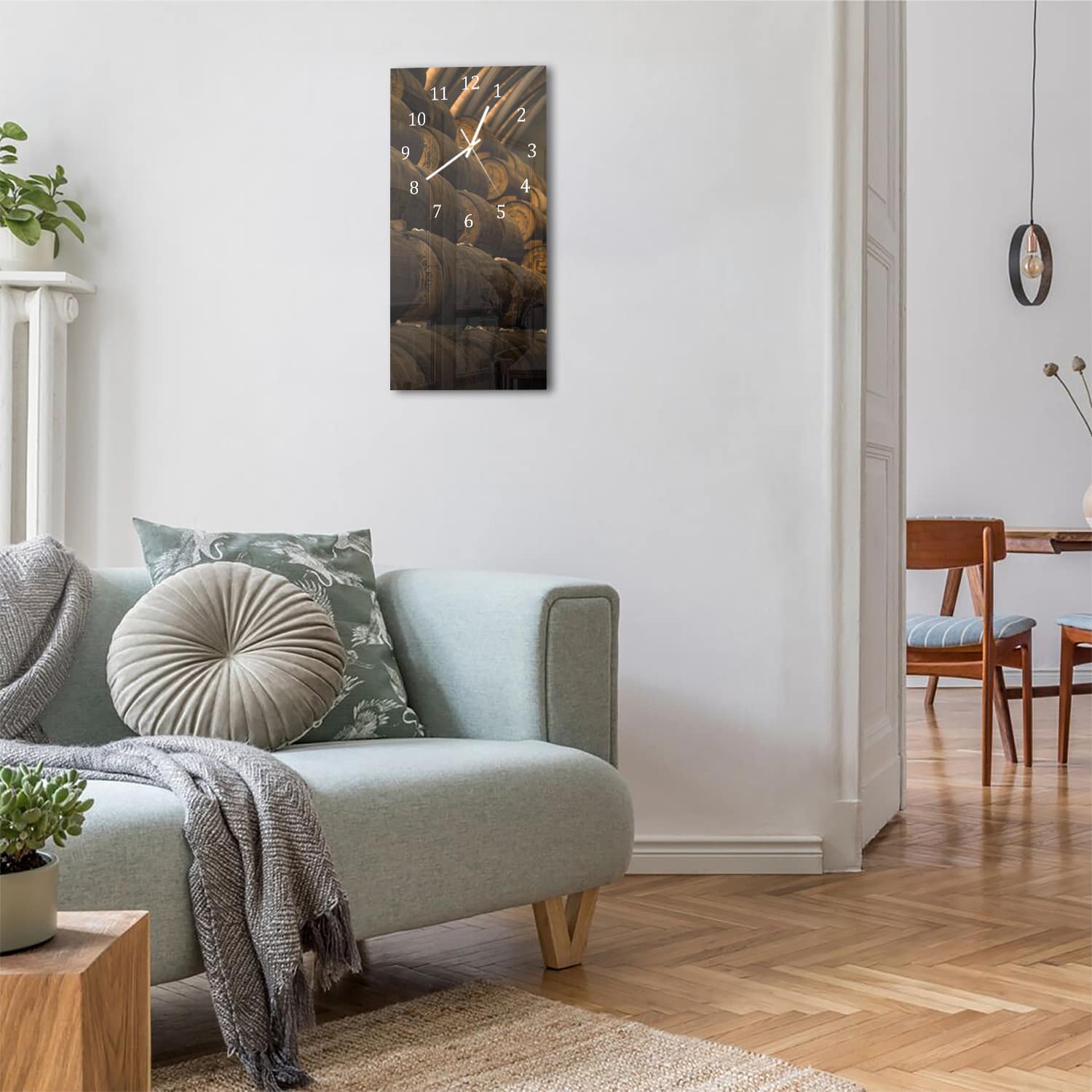 Wandklok 30x60  - Gehard Glas - Wijnvaten