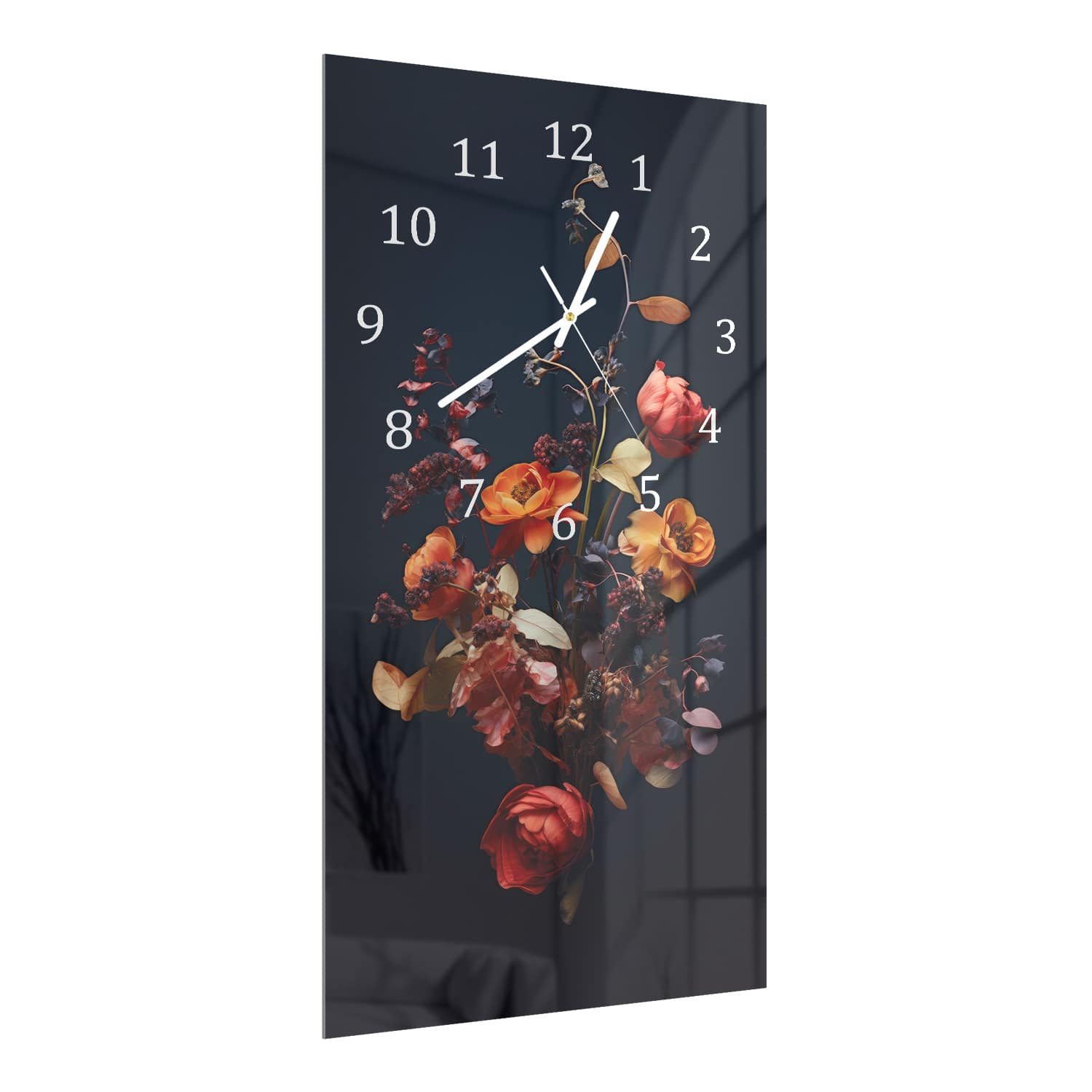 Wandklok 30x60  - Gehard Glas - Herfstige Drogen Bloemen