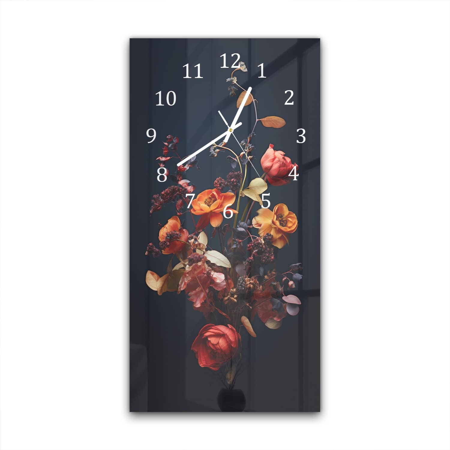 Wandklok 30x60  - Gehard Glas - Herfstige Drogen Bloemen