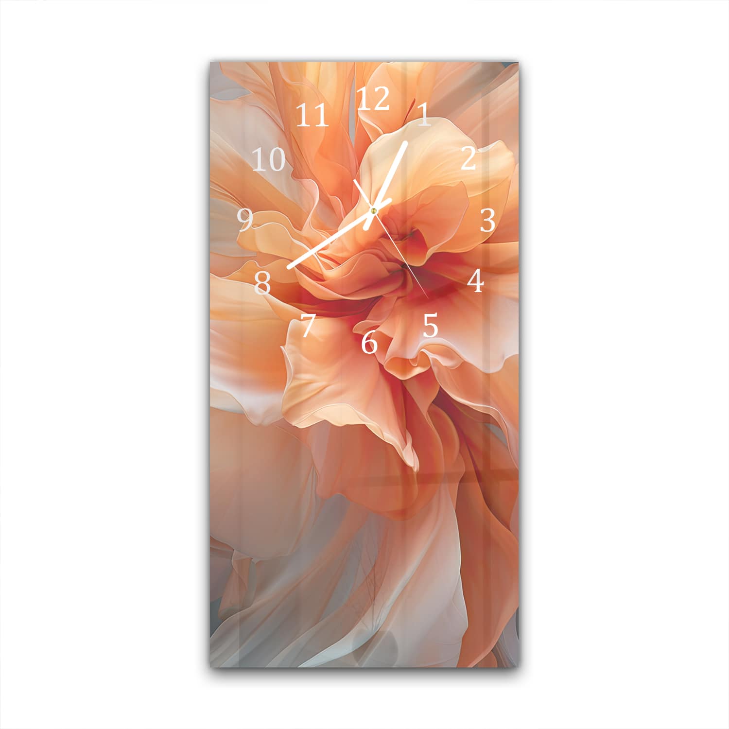 Wandklok 30x60  - Gehard Glas - Dansende Oranje Bloem