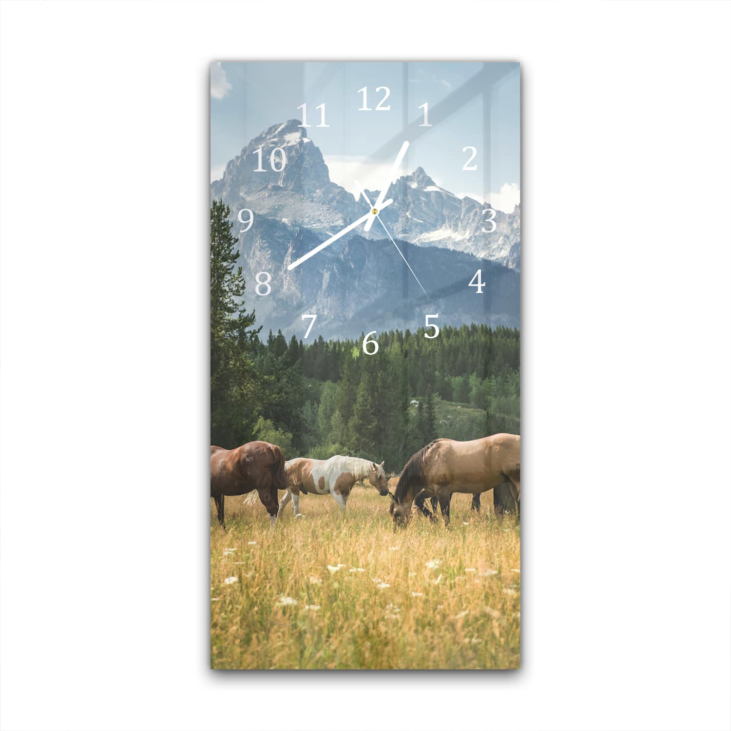 Wandklok 30x60  - Gehard Glas - Grazende Paarden