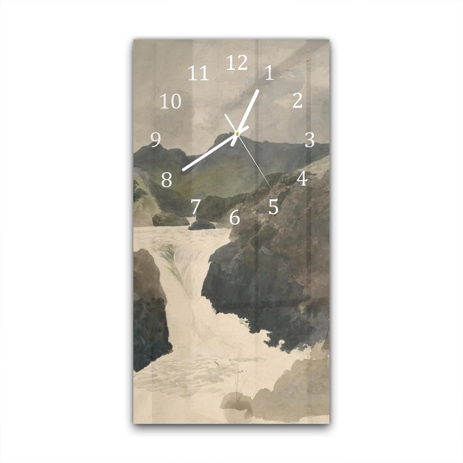 Wandklok 30x60  - Gehard Glas - Waterverf Schilderij Rivier