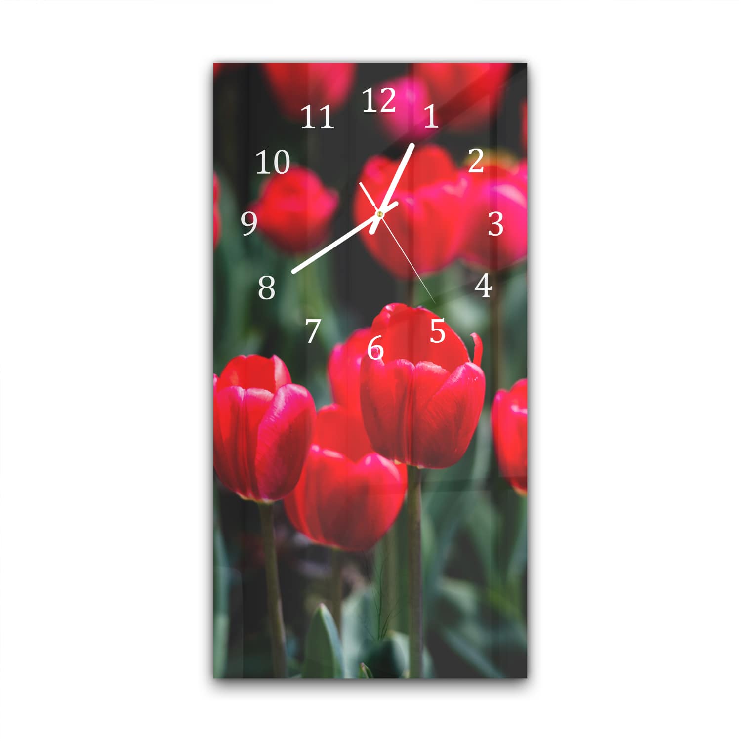 Wandklok 30x60  - Gehard Glas - Tulpen in het Veld