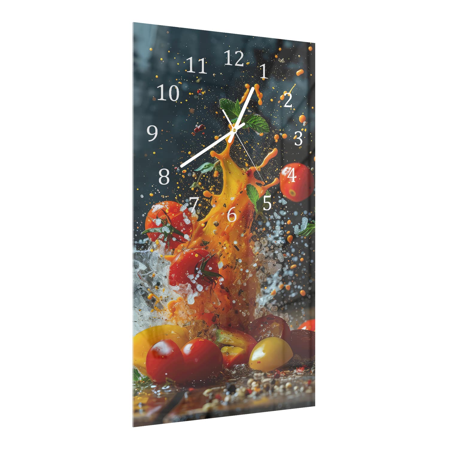 Wandklok 30x60  - Gehard Glas - Groenten Splash