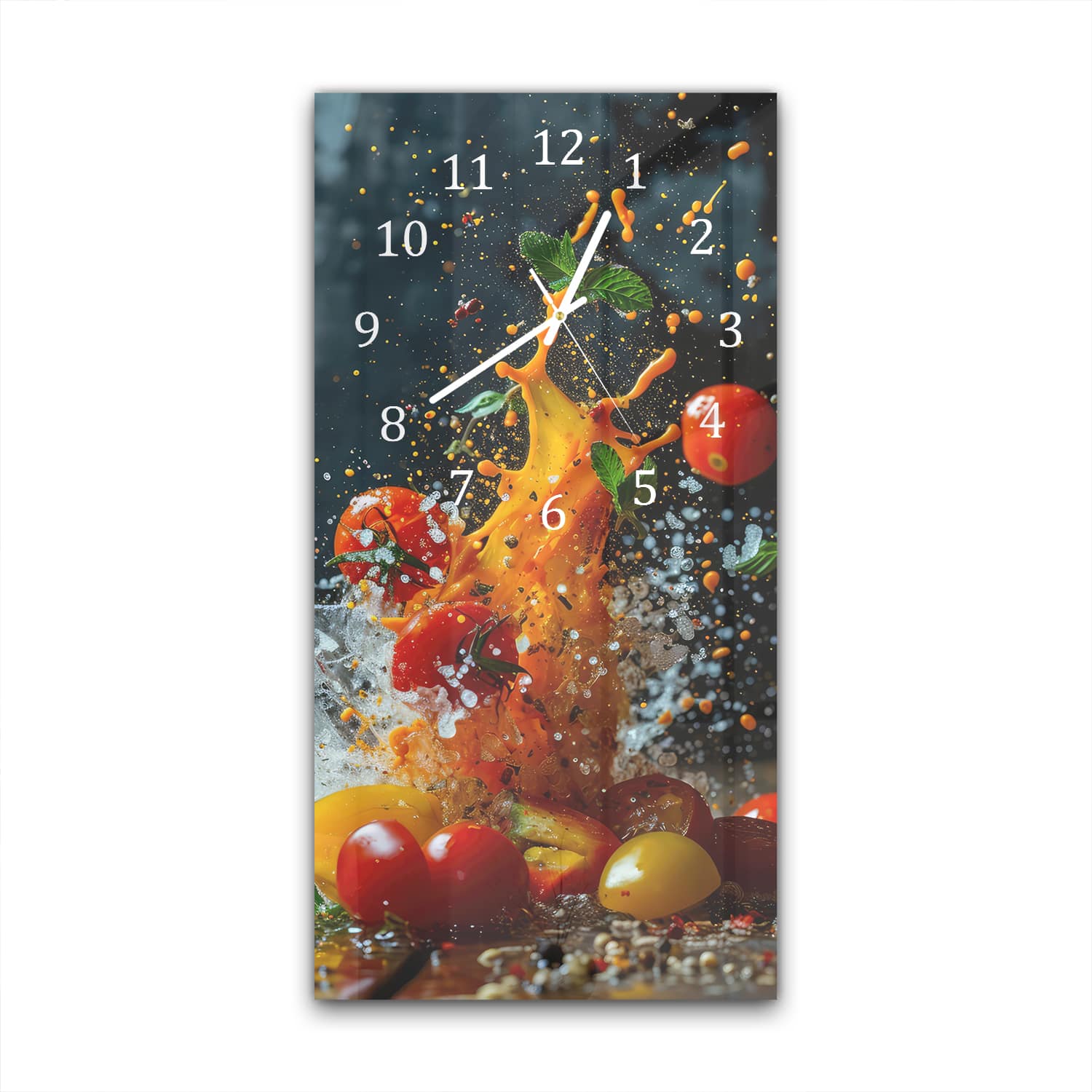 Wandklok 30x60  - Gehard Glas - Groenten Splash