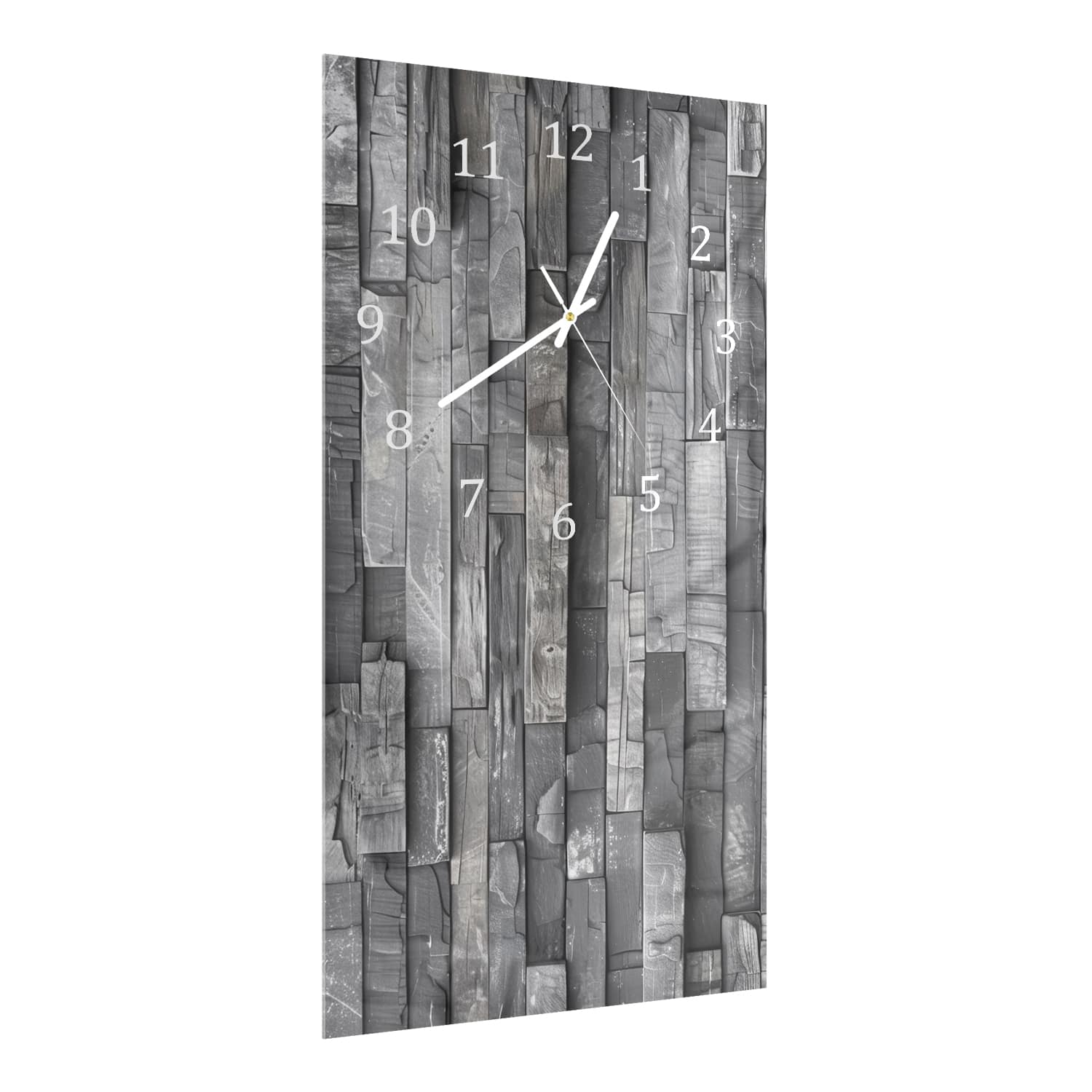 Wandklok 30x60  - Gehard Glas - Stenen Muur Zwart-Wit