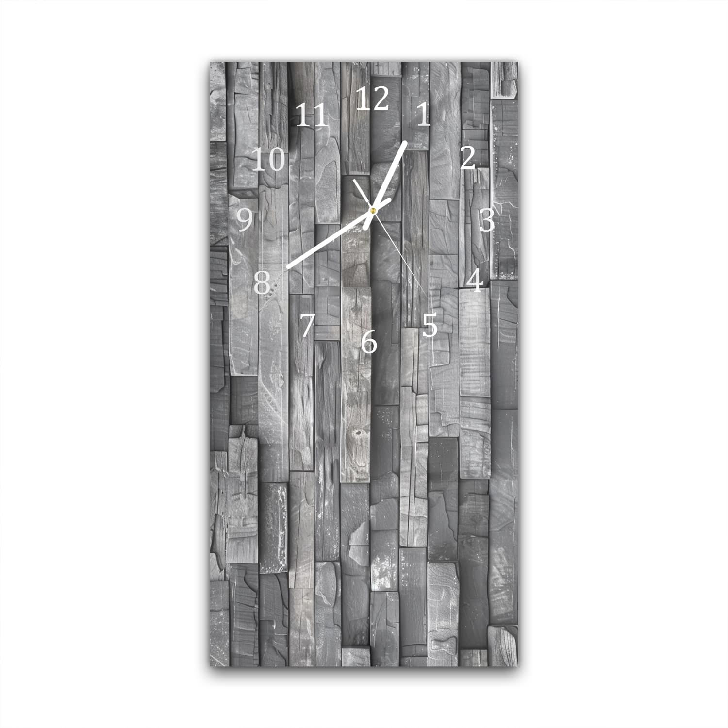 Wandklok 30x60  - Gehard Glas - Stenen Muur Zwart-Wit