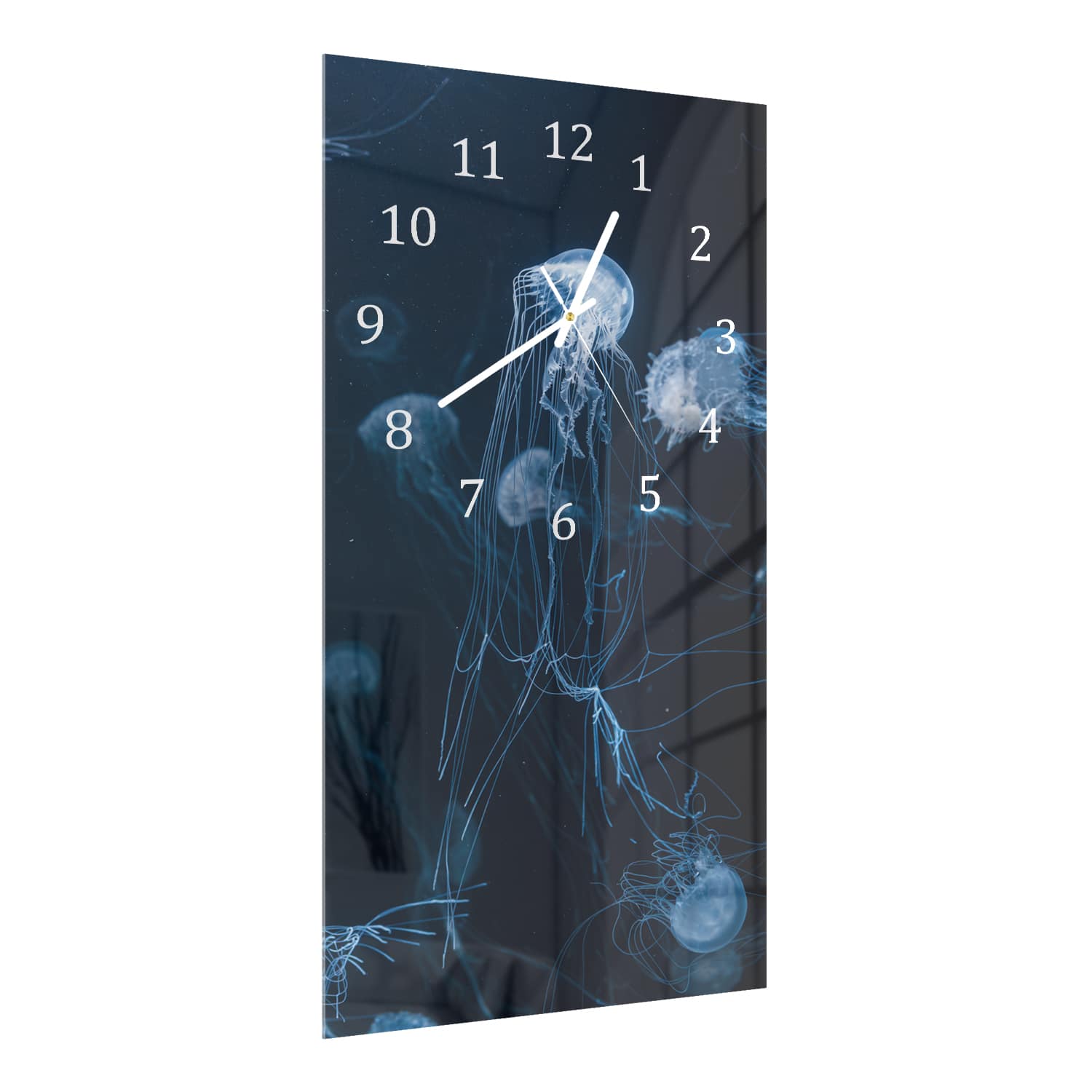 Wandklok 30x60  - Gehard Glas - Blauwe Kwallen