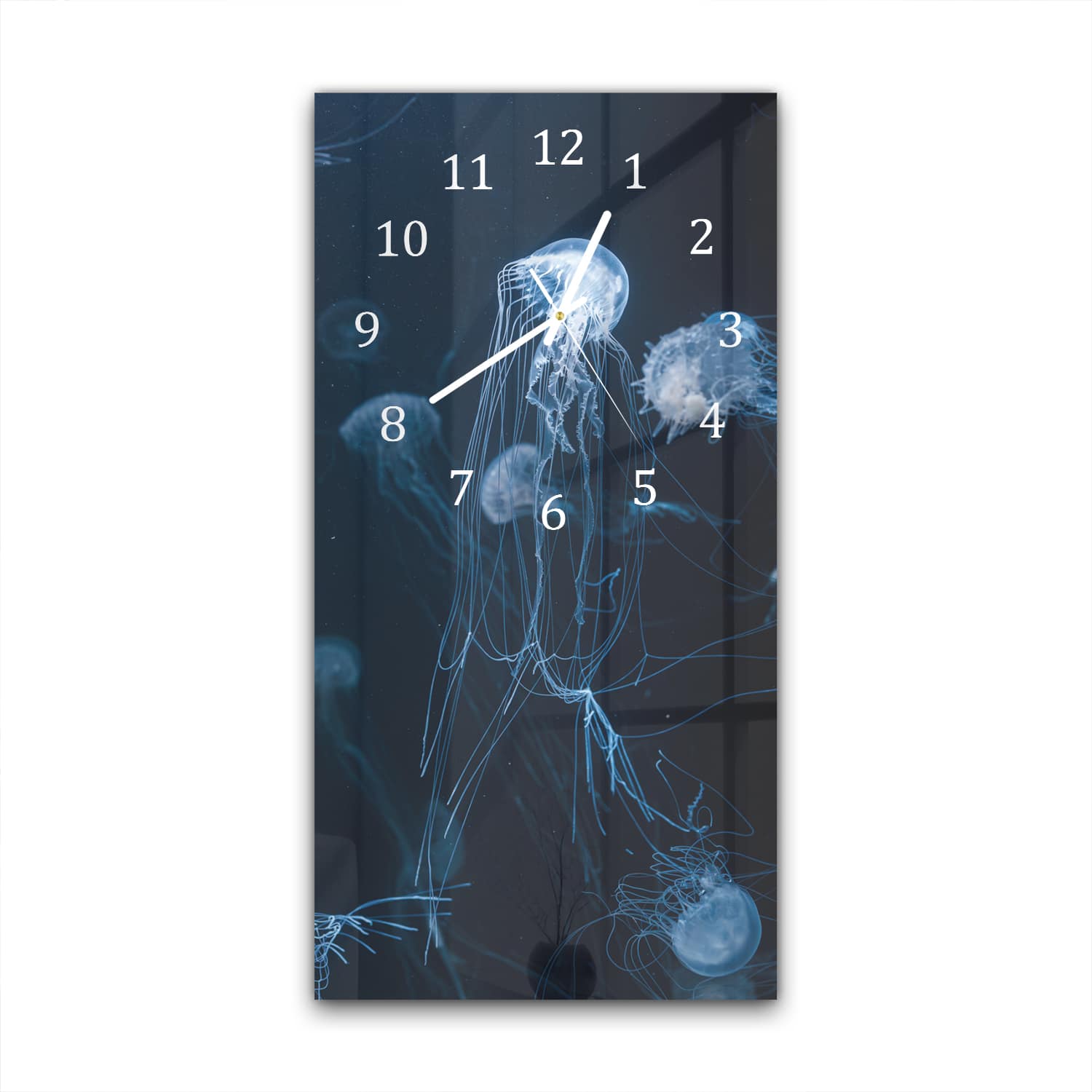 Wandklok 30x60  - Gehard Glas - Blauwe Kwallen