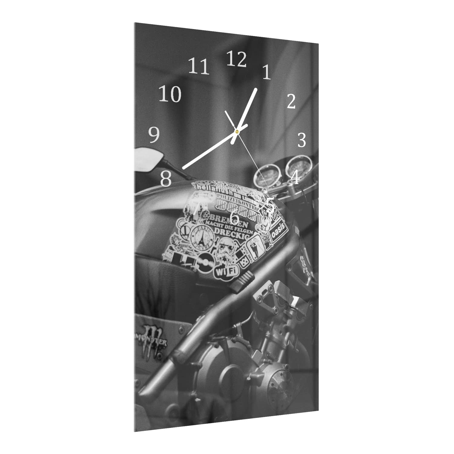 Wandklok 30x60  - Gehard Glas - Motor met Stickers